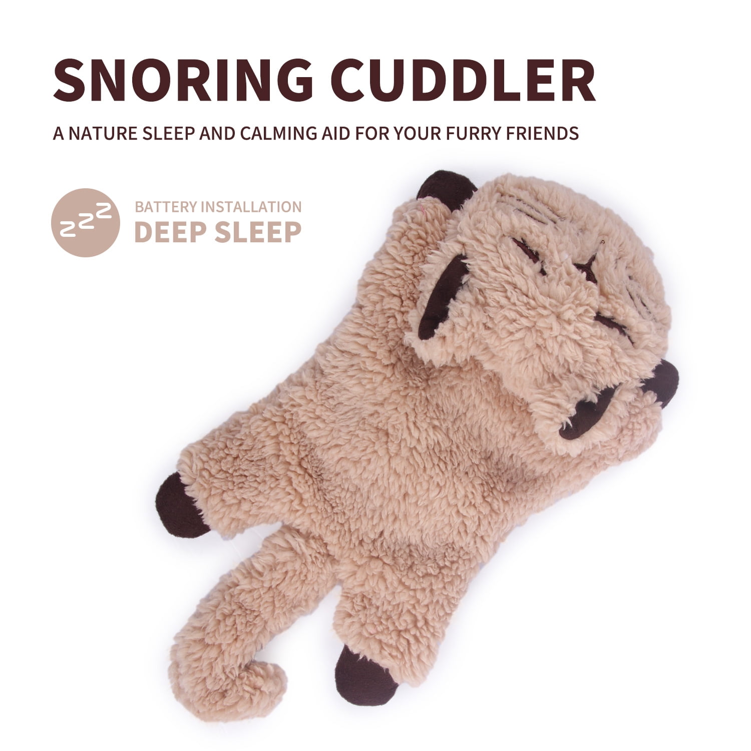 All For Paws Plush Cat Purring Toy for Anxiety Relief and Sleep Aid (Beige, 11.4 x 6.1 x 2.17 in) s84r0