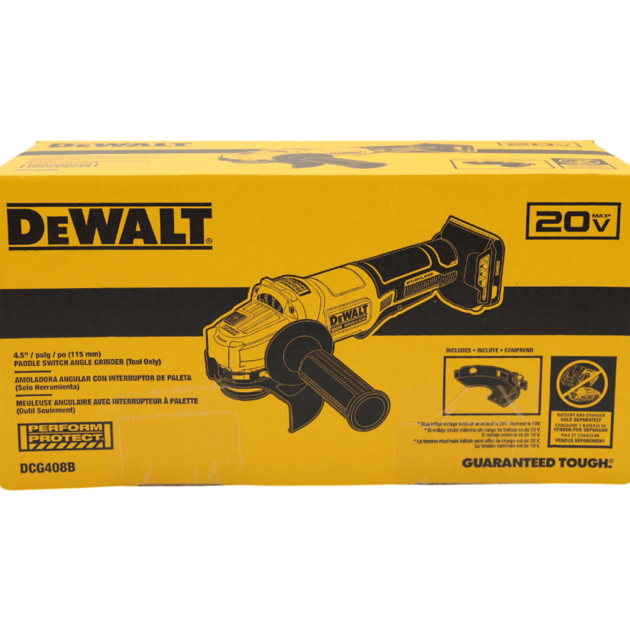 DEWALT 20V MAX Cordless Brushless Paddle-Switch Grinder (Yellow, 4.5 in) l6m24