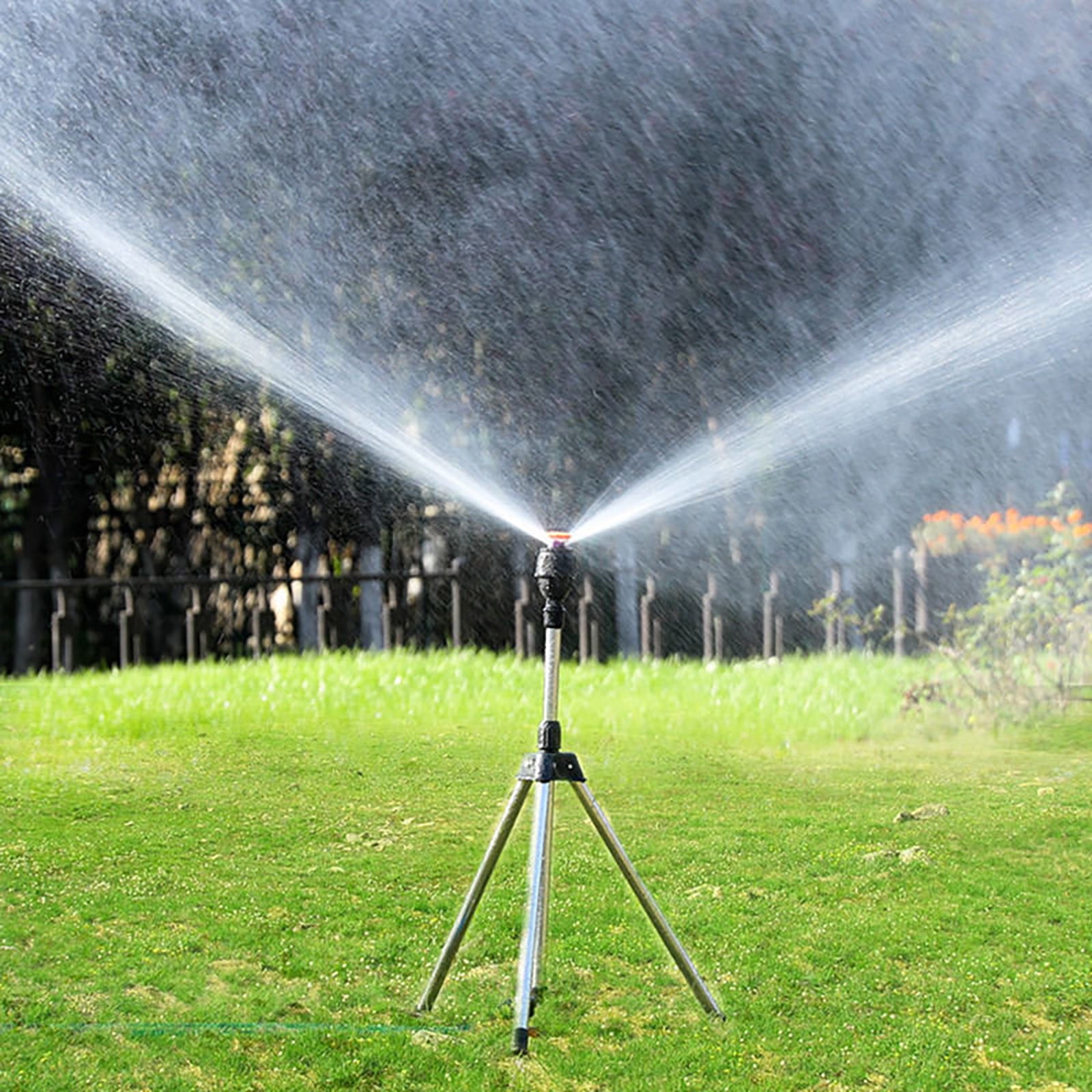 JJBNSH Rotating Tripod Sprinkler System, 360 Degree Automatic Rotary Irrigation Stand with Telescopic Support (Stainless Steel, 1 Pack) tj8b8