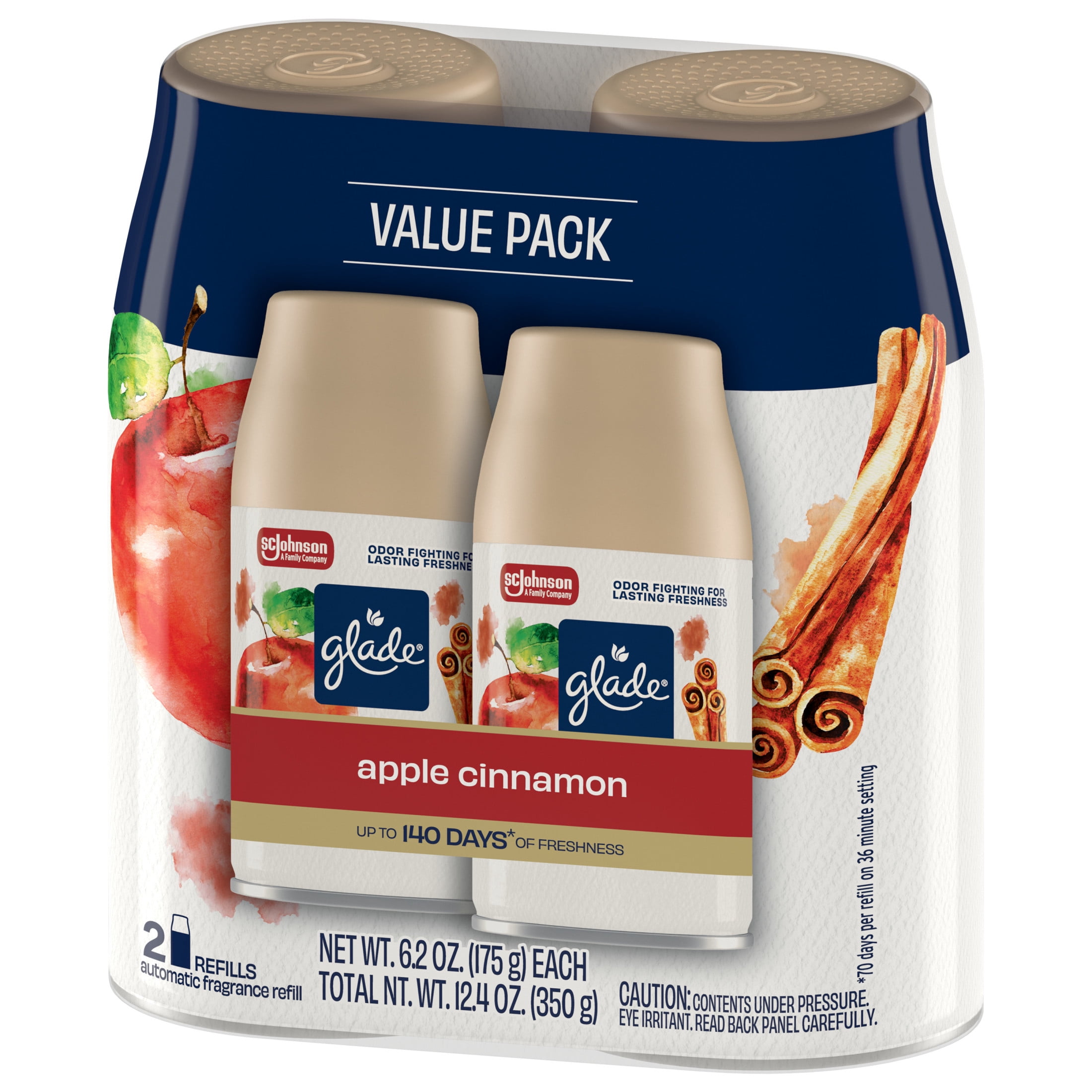 Glade Automatic Spray Air Freshener Refill, Apple Cinnamon Scent, Long-Lasting Fragrance (2 Count, 12.4 oz) z4j7f