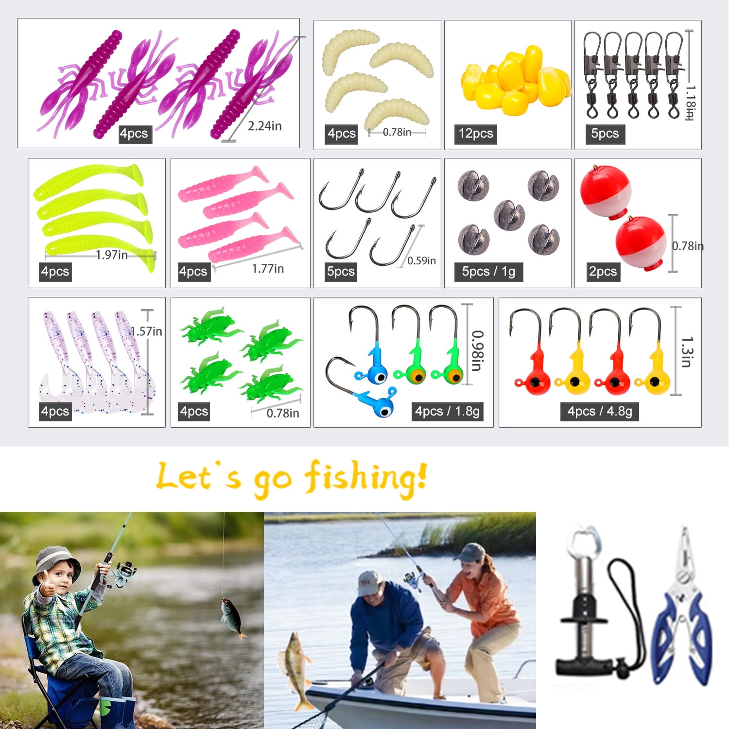 OUTGOO Kids Fishing Pole, Telescopic Fishing Rod and Reel Combo Kit with Tackle Box (Blue, 5.41 ft) viu8m