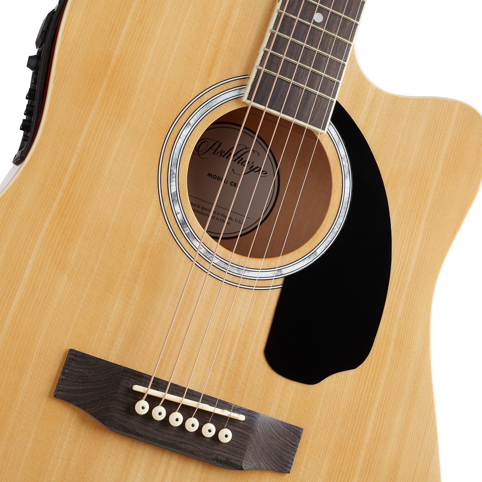 Ashthorpe Full-Size Cutaway Thinline Acoustic Electric Guitar Package (Natural, 41 in) lg92k