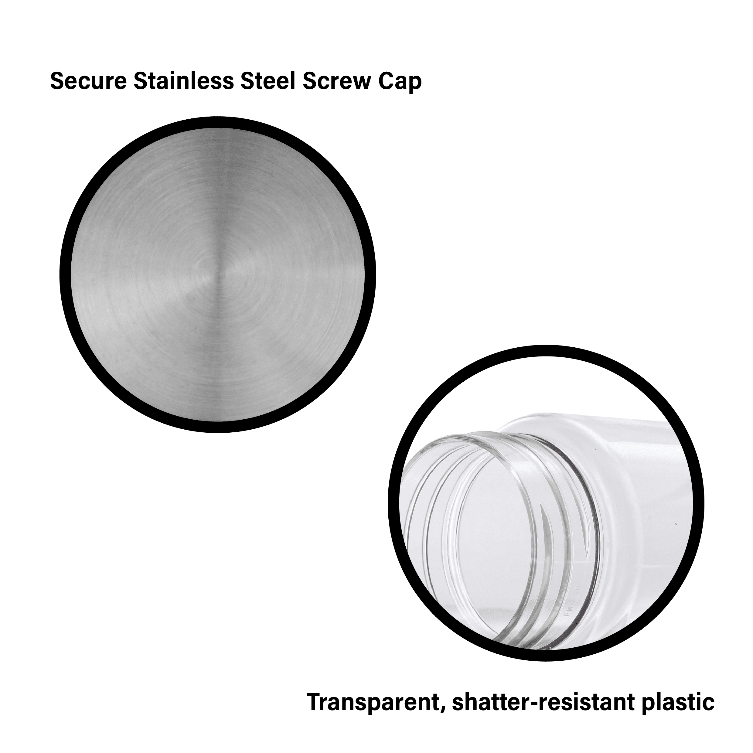 Mainstays Durable Plastic Water Container with Stainless Steel Screw Cap and Carry Strap (Clear, 18 oz) fgjok