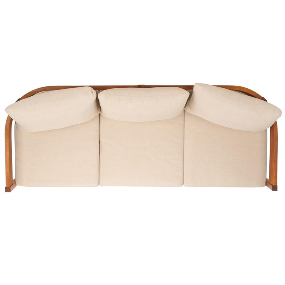 Pemberly Row Outdoor Teak Wood Sofa with Polyester Cushions (Natural/Taupe, 72 in) sf89j