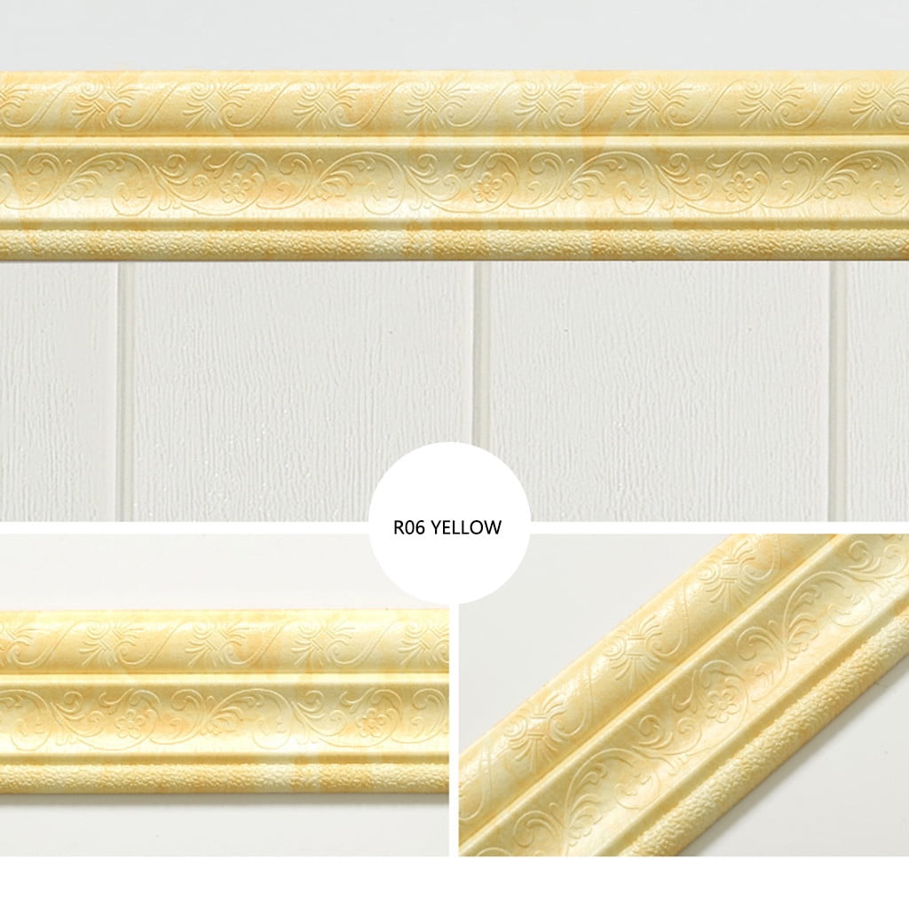 SDJMa Flexible Foam Molding Trim, Self-Adhesive 3D Wall Border for Home Decor (Black, 93 in x 3 in) bua7p