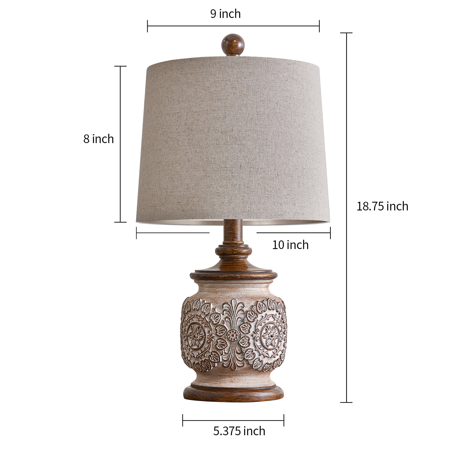 Oneach Vintage Farmhouse Table Lamps (Set of 2, Brown, 18.75 in) hics4