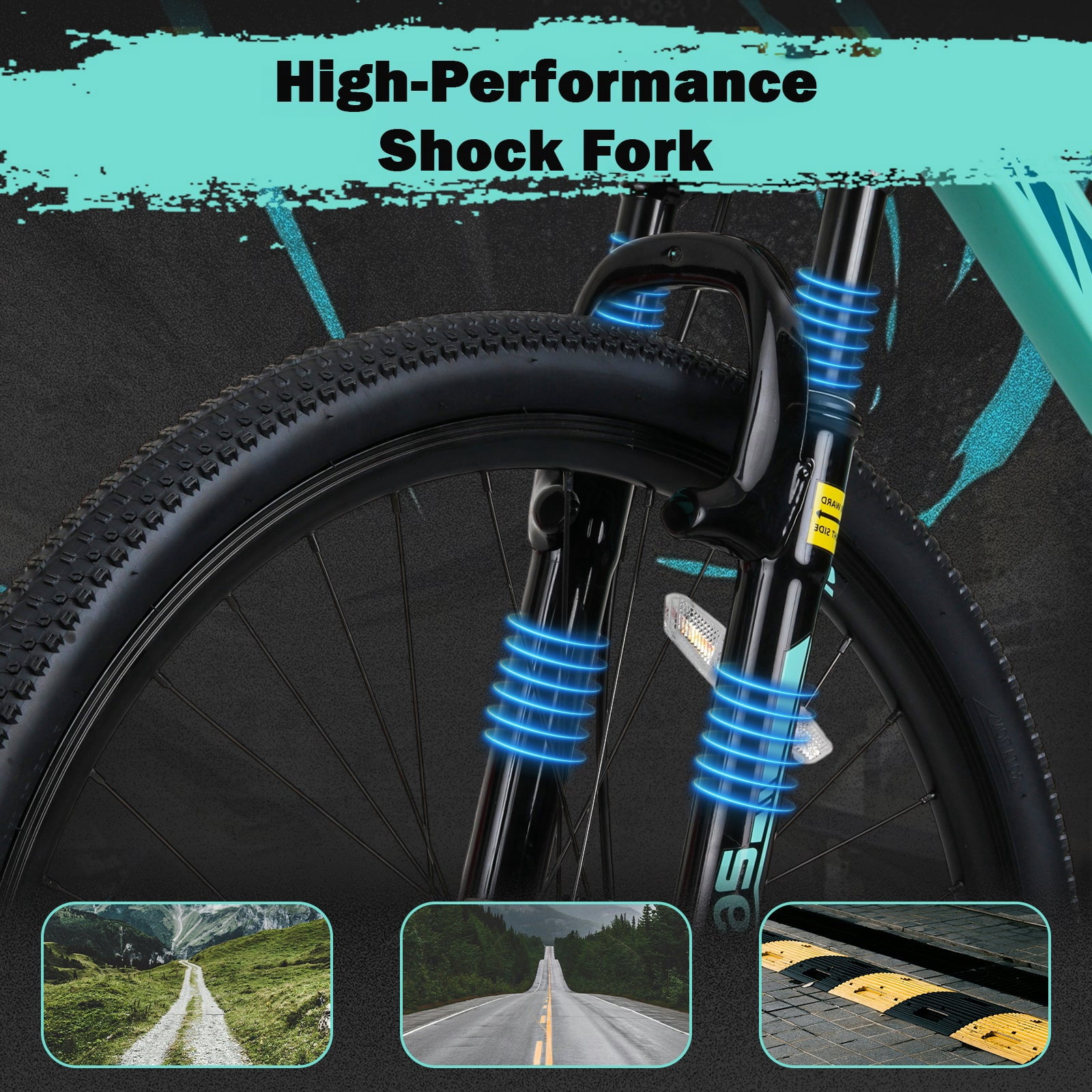 Hykolity 26 Inch Mountain Bike, 21-Speed Full Suspension MTB with Aluminum Frame (Light Aqua, 26 in) 137il