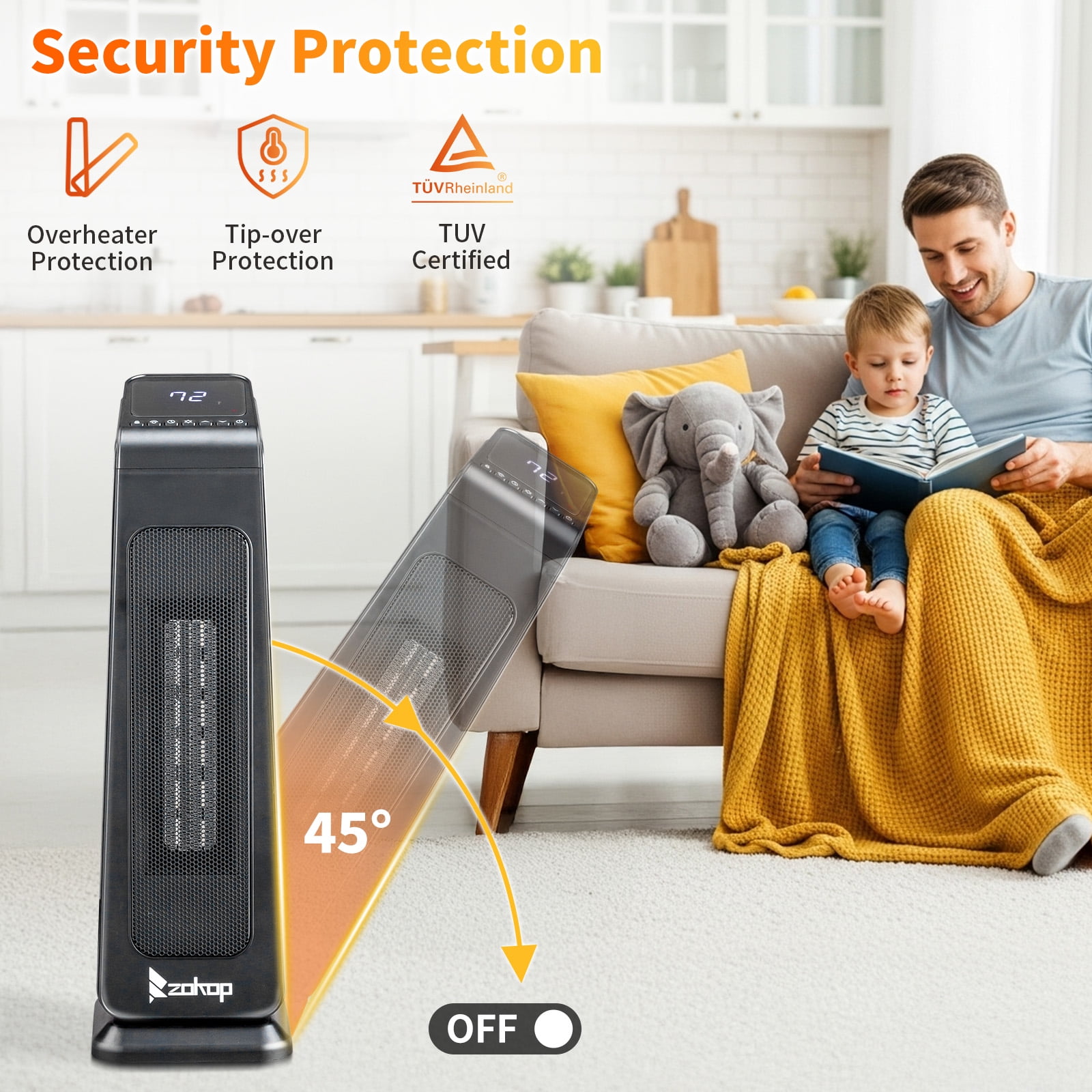 Ktaxon 23 in Portable Electric Space Heater with Remote Control and 70 Degree Oscillation (Black) 8rclh
