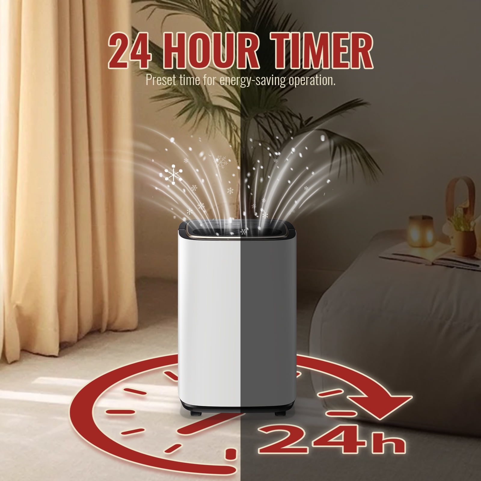 WANAI 30 Pint Dehumidifier for Large Spaces (White, 0.58 gal) hwav5