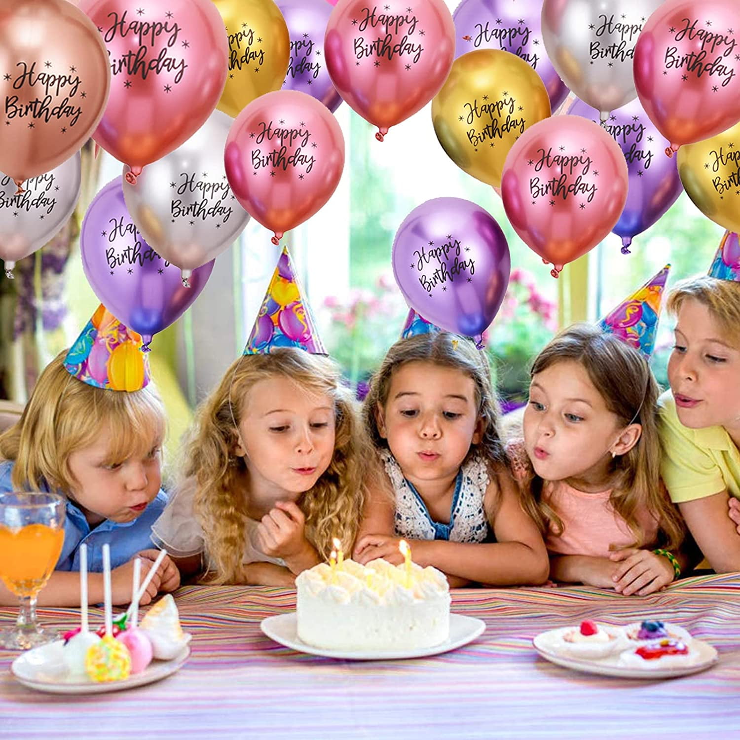 YSTDHL Happy Birthday Metallic Latex Balloons Party Decorations (Multicolor, 20 Pack, 12 in) vgerd