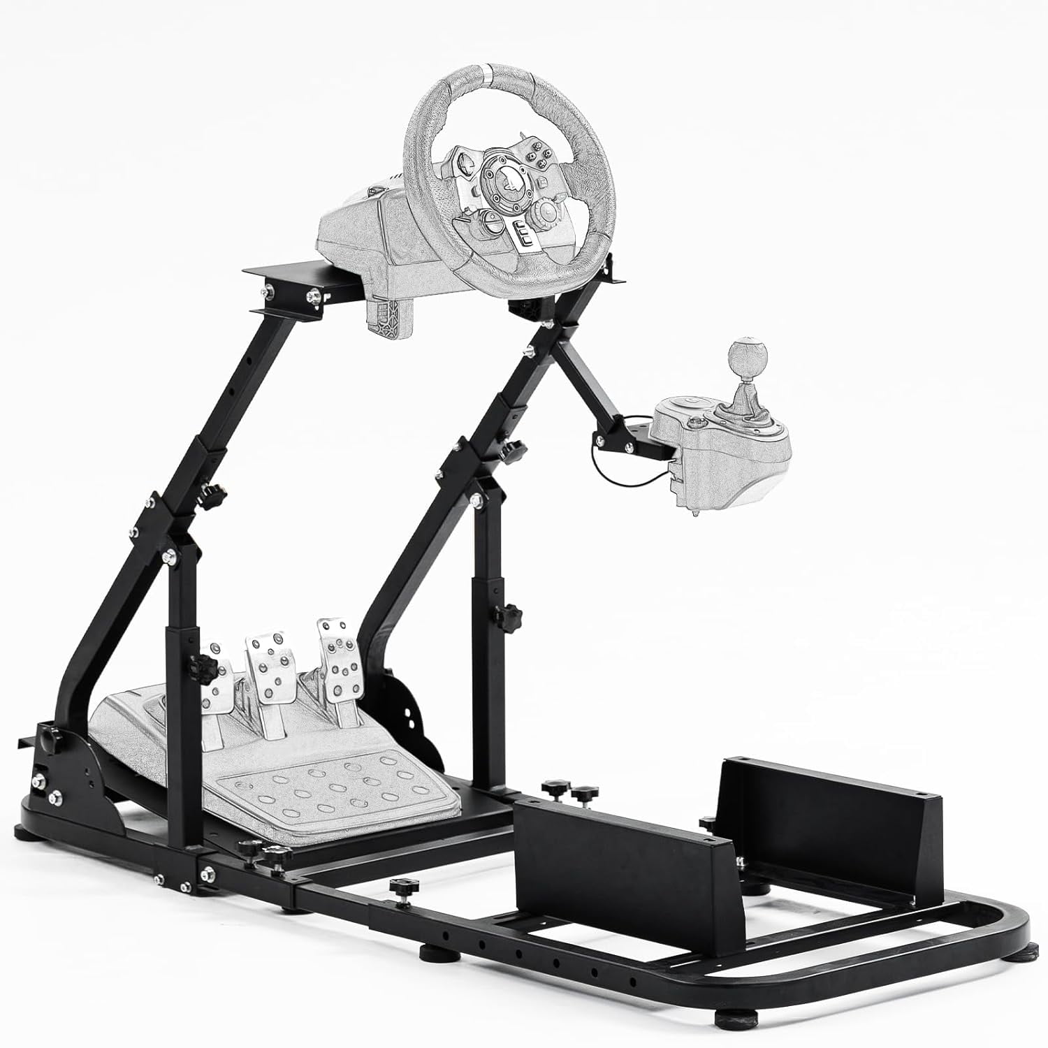 Supllueer Racing Simulator Cockpit Wheel Stand, Adjustable Foldable Gaming Steering Wheel Mount (Black, 1 Unit) 4jzgx