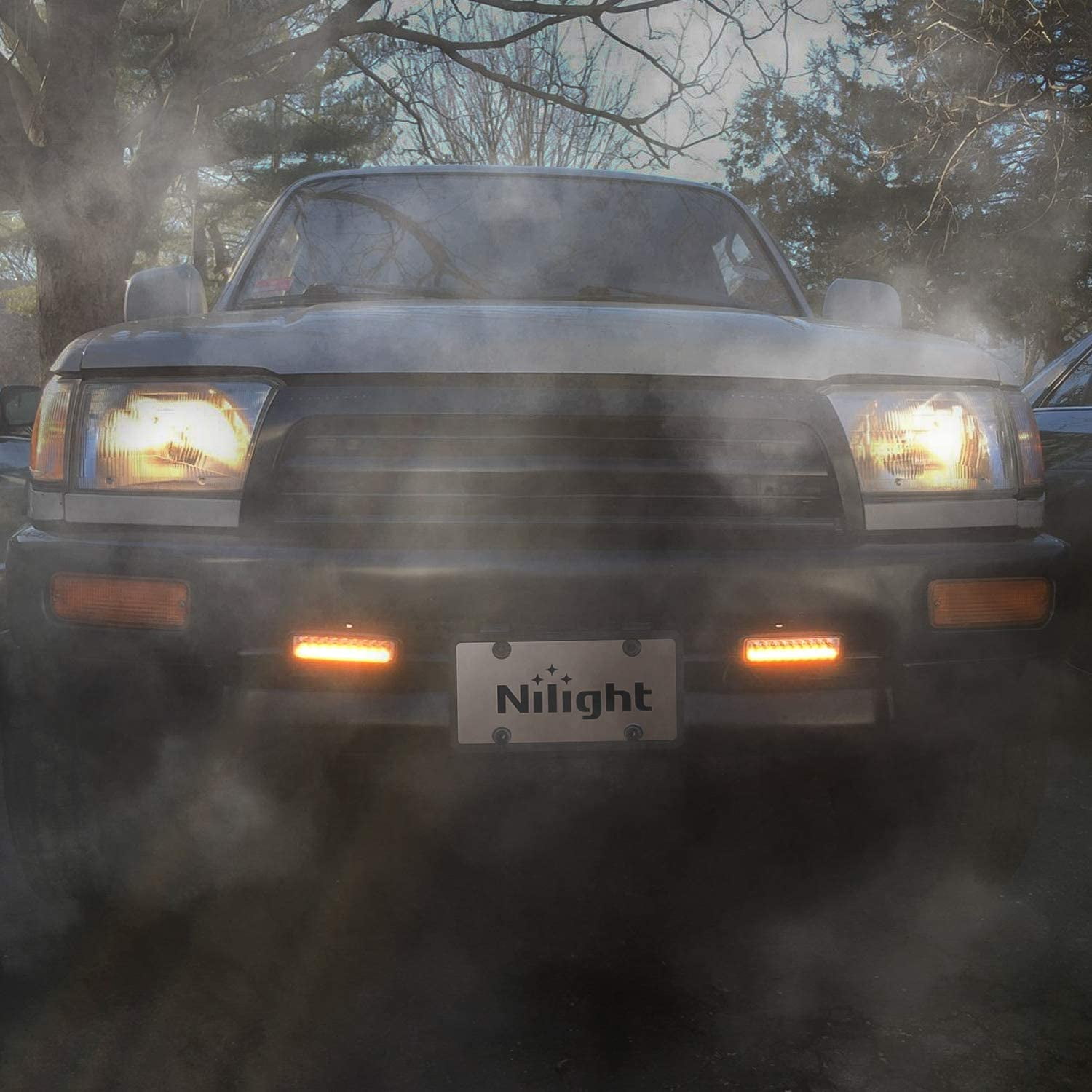 Nilight LED Pods 54W Dual Color White/Amber Flood Offroad Fog Light Bar (2 Pack, 6 in) 94mh7