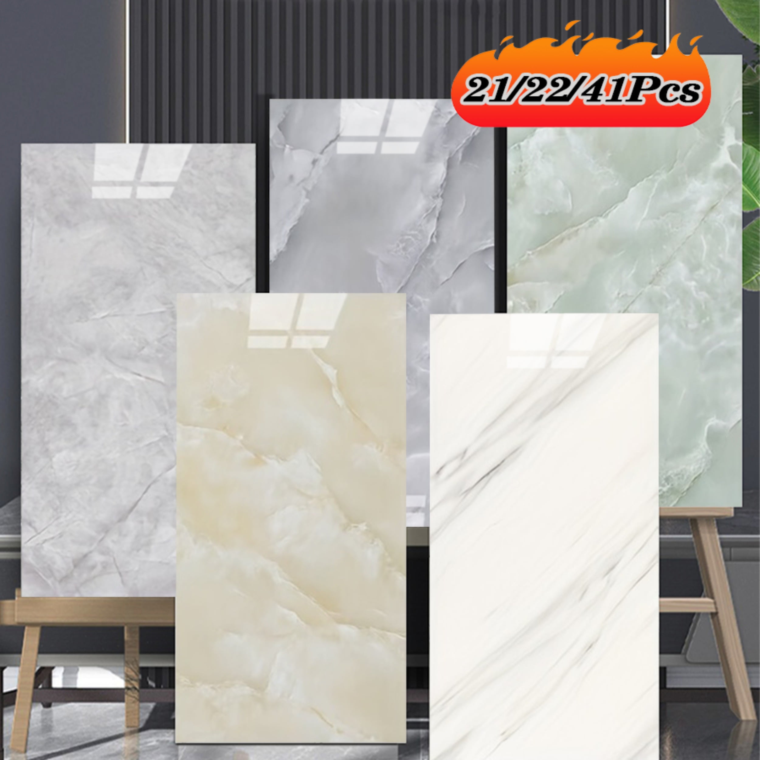 Generic Peel and Stick Wall Panels (Marble Pattern, 12 in x 12 in) 8in07