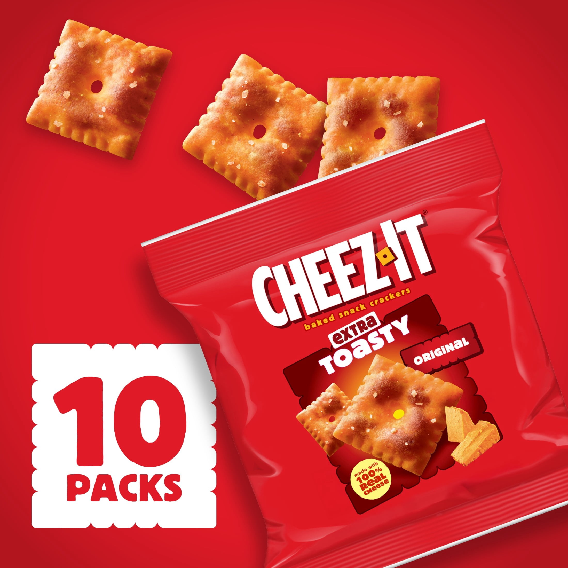 Cheez-It Extra Toasty Baked Snack Crackers, Real Cheese Flavor, Crispy On-the-Go Snacks (10 oz, 10 Count) i1719