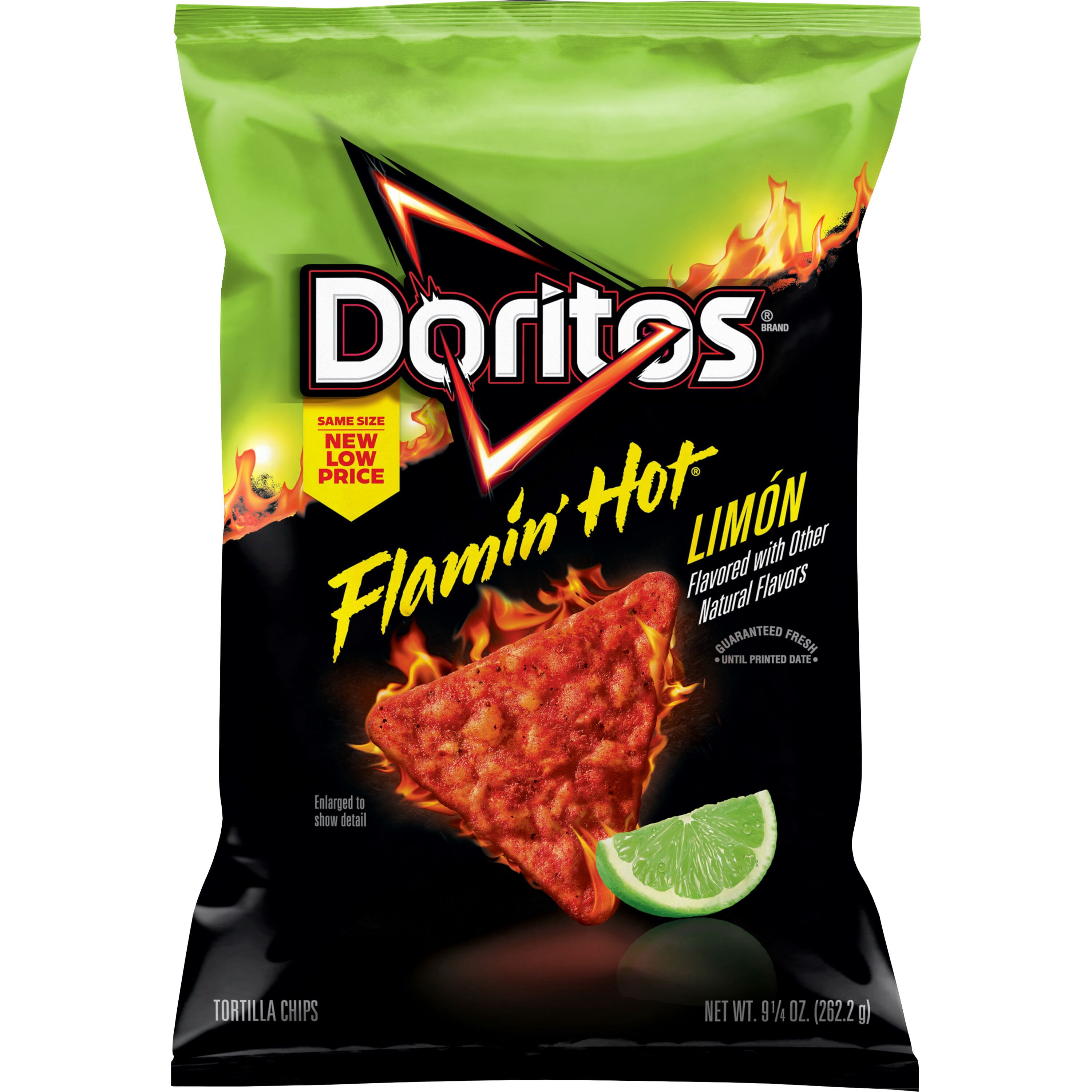 Doritos Flamin' Hot Limon Tortilla Chips, Spicy Lime Flavored Snack (9.25 oz) zg1t9