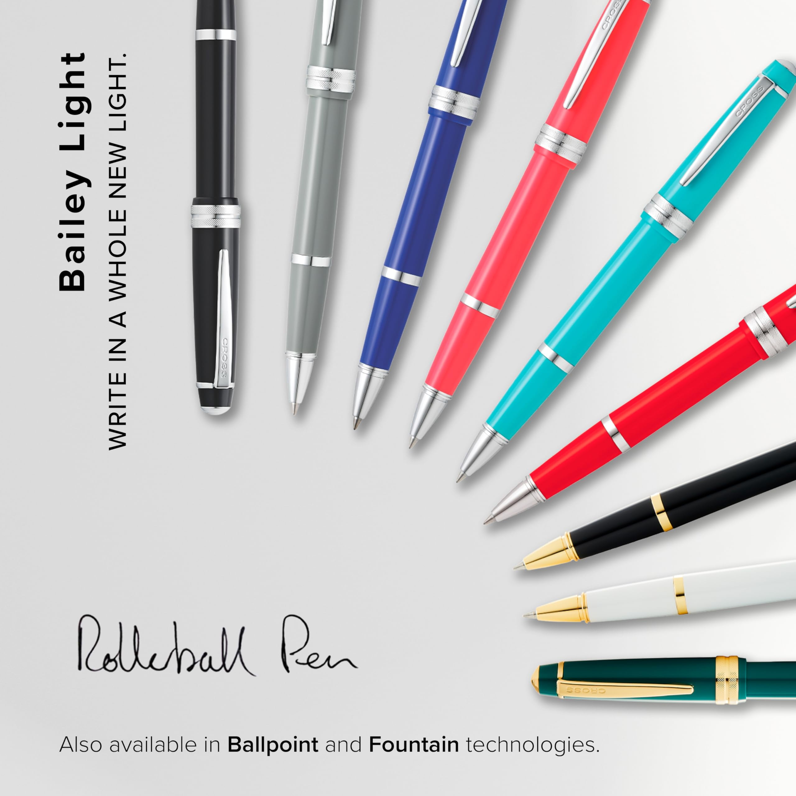 Cross Bailey Light Rollerball Pen, Glossy Black Resin, Medium Point (1 Pen) ac1hg