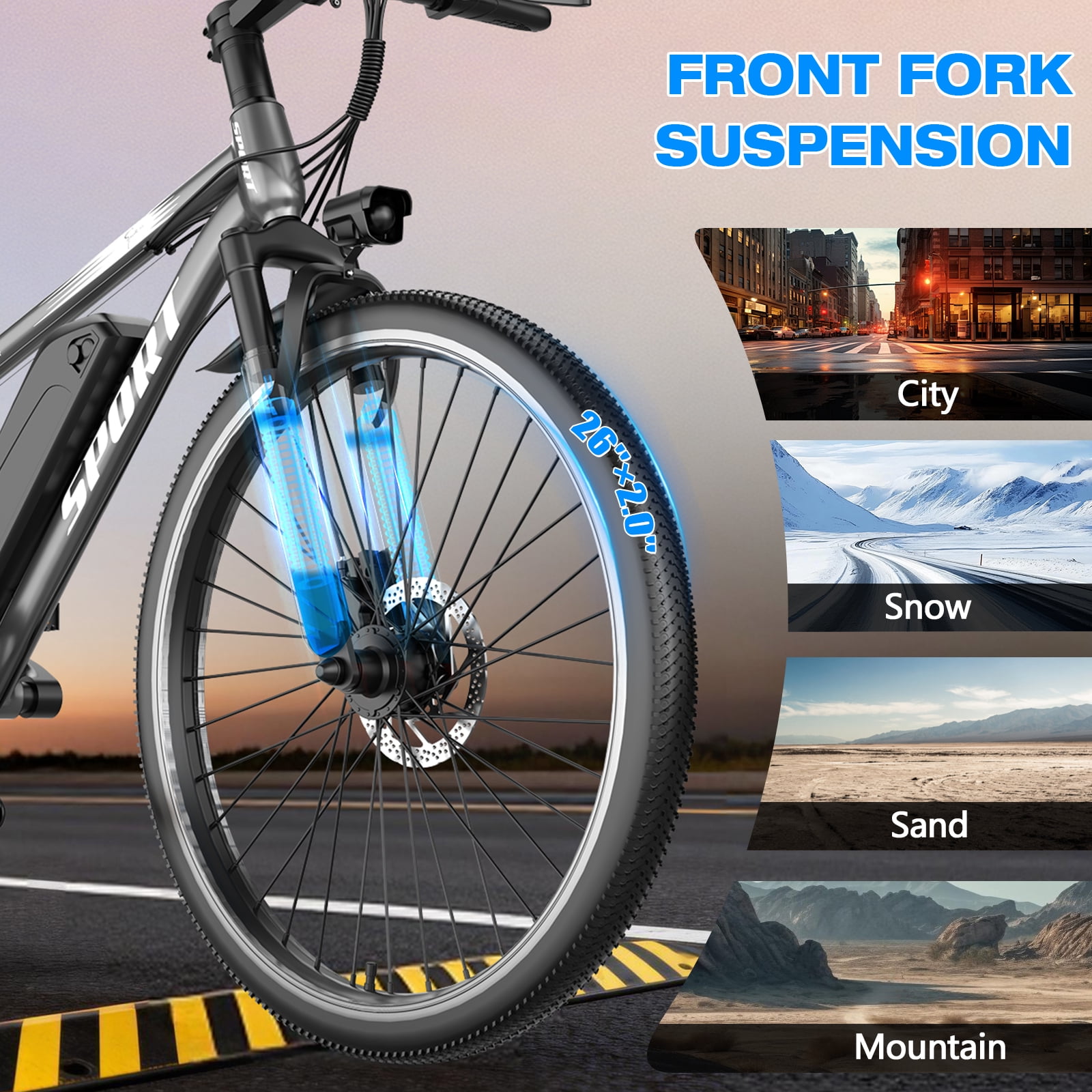 ASKGO G26 Electric Bike for Adults, 750W Motor, 28MPH E-Bike, 7-Speed, Front Suspension (Black, 26 in) 1qvxh