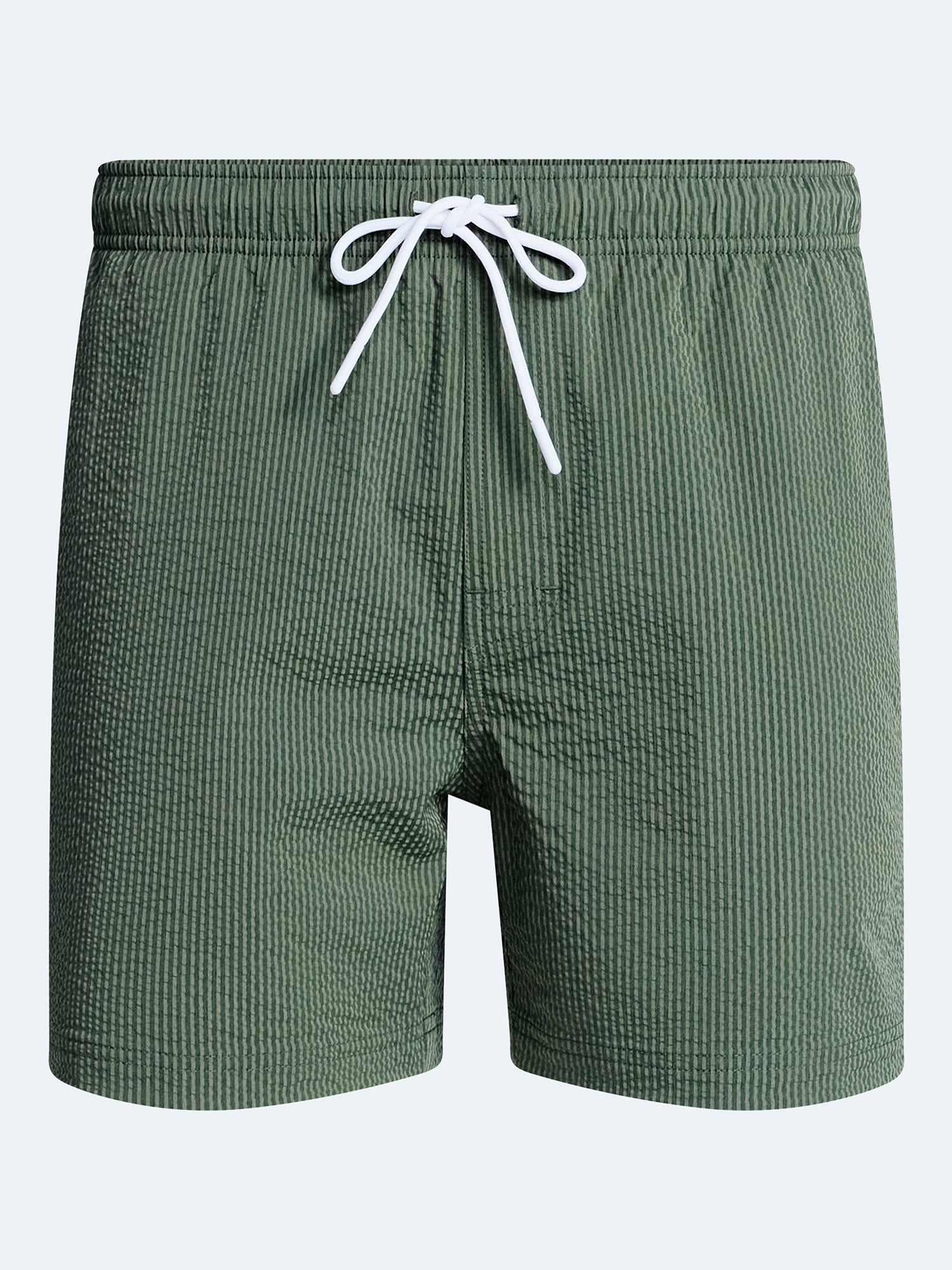 Free Assembly Men's Stretch Seersucker Board Shorts Quick-Dry Swimwear (Green, 5 in Inseam) rnyvc