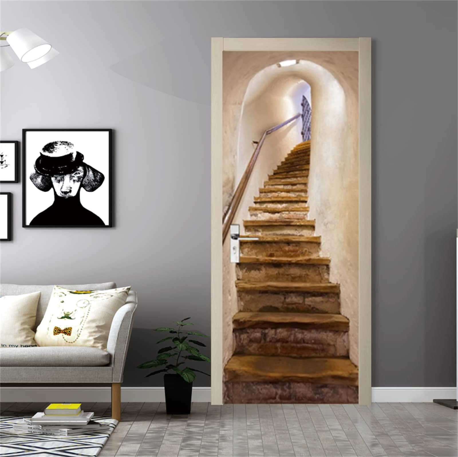 MUYIER 3D Drawbridge Door Mural Peel and Stick Removable Wallpaper Decal (30.3 in x 78.7 in) sncb5
