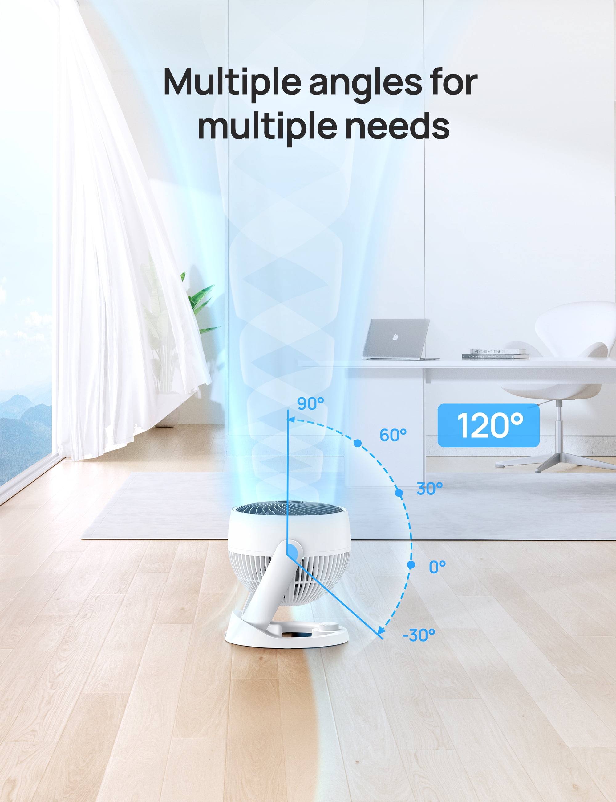 Dreo Table Air Circulator Fan, Quiet Desktop Cooling for Home and Office (White, 12 in) t30v4