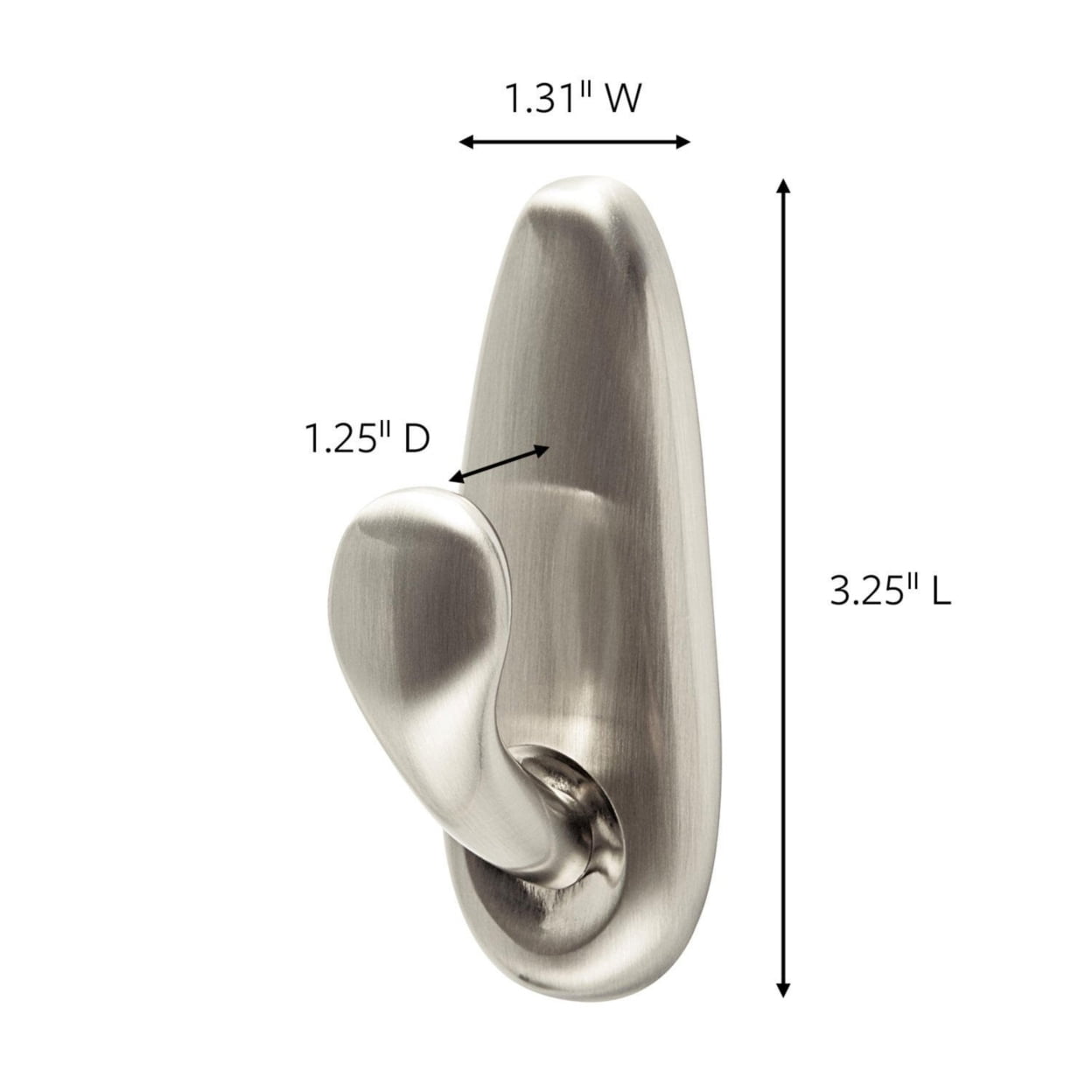 Command Outdoor Forever Classic Medium Metal Hooks (Brushed Nickel, 2 Pack) 30172