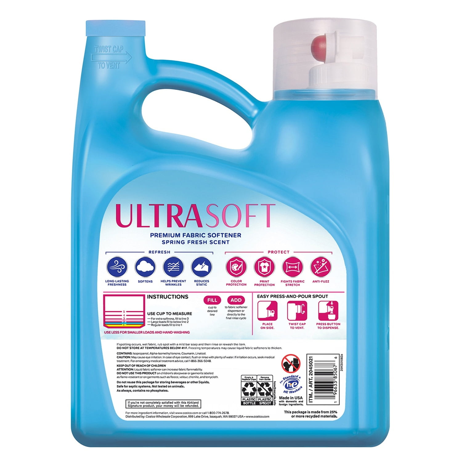 Kirkland Signature Liquid Fabric Softener, Spring Fresh Scent, Long-Lasting Softness (150 fl oz) r6teb