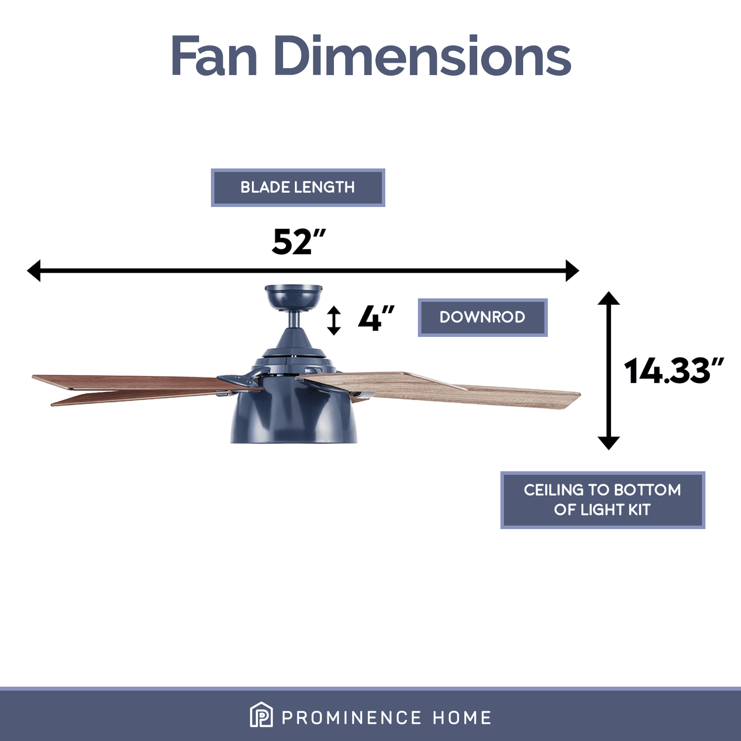 Prominence Home Octavia 52 in Ceiling Fan with Remote Control and LED Light (Sapphire Blue, 5 Blades) ivijb