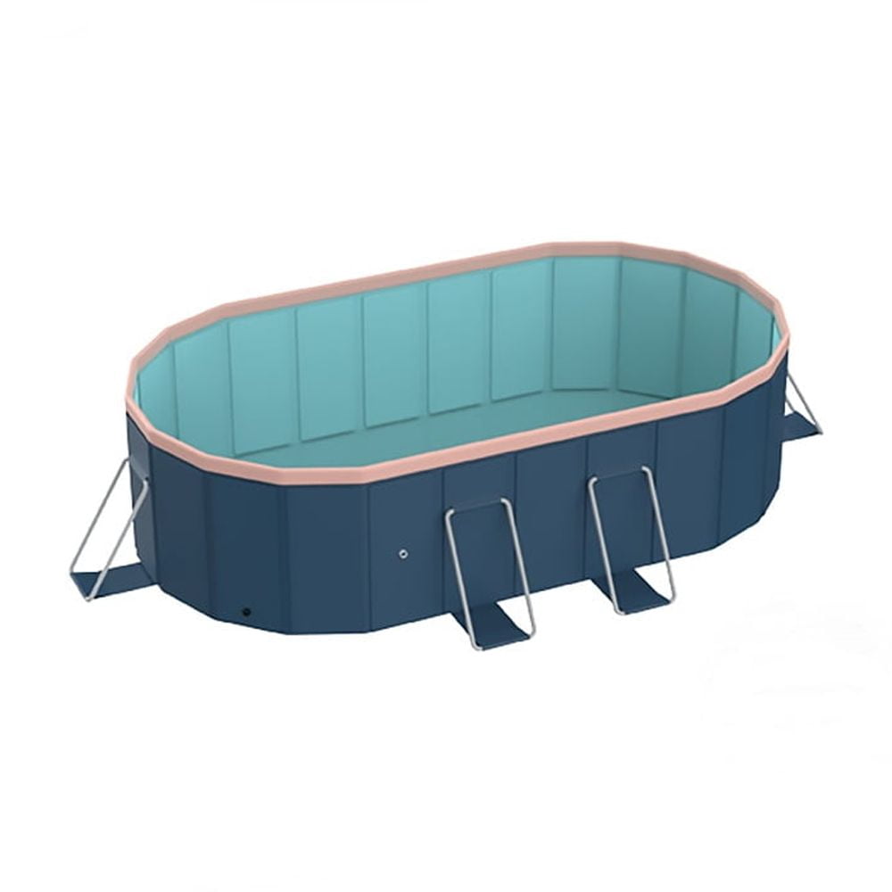Generic Above Ground Swimming Pool, Folding Outdoor Family Pool with Aluminum Alloy Frame (Blue-Gray, 12 ft x 8 ft) lvu3r