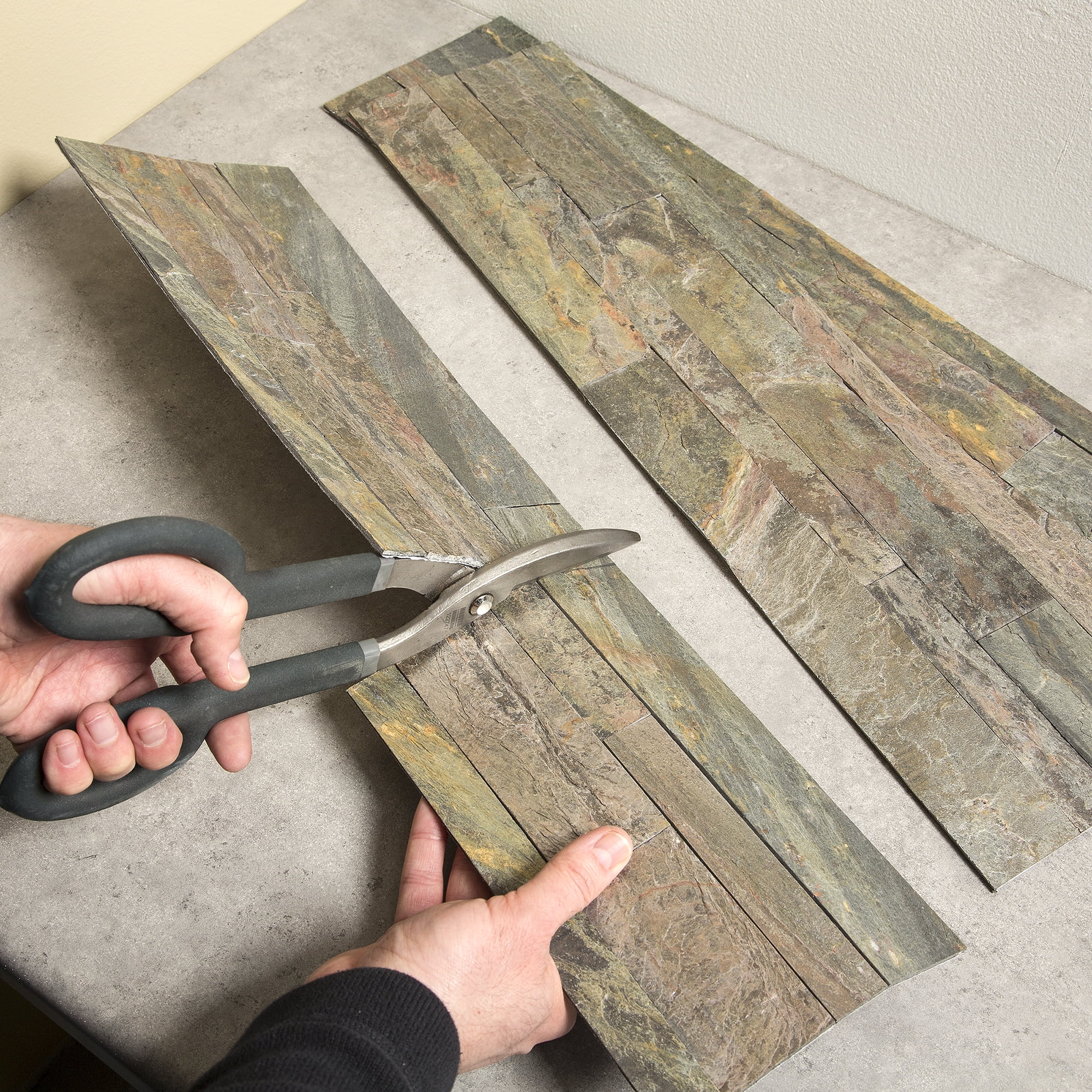 Aspect Peel and Stick Stone Overlay Kitchen Backsplash (Weathered Quartz, 15 sq ft Kit) 080b0