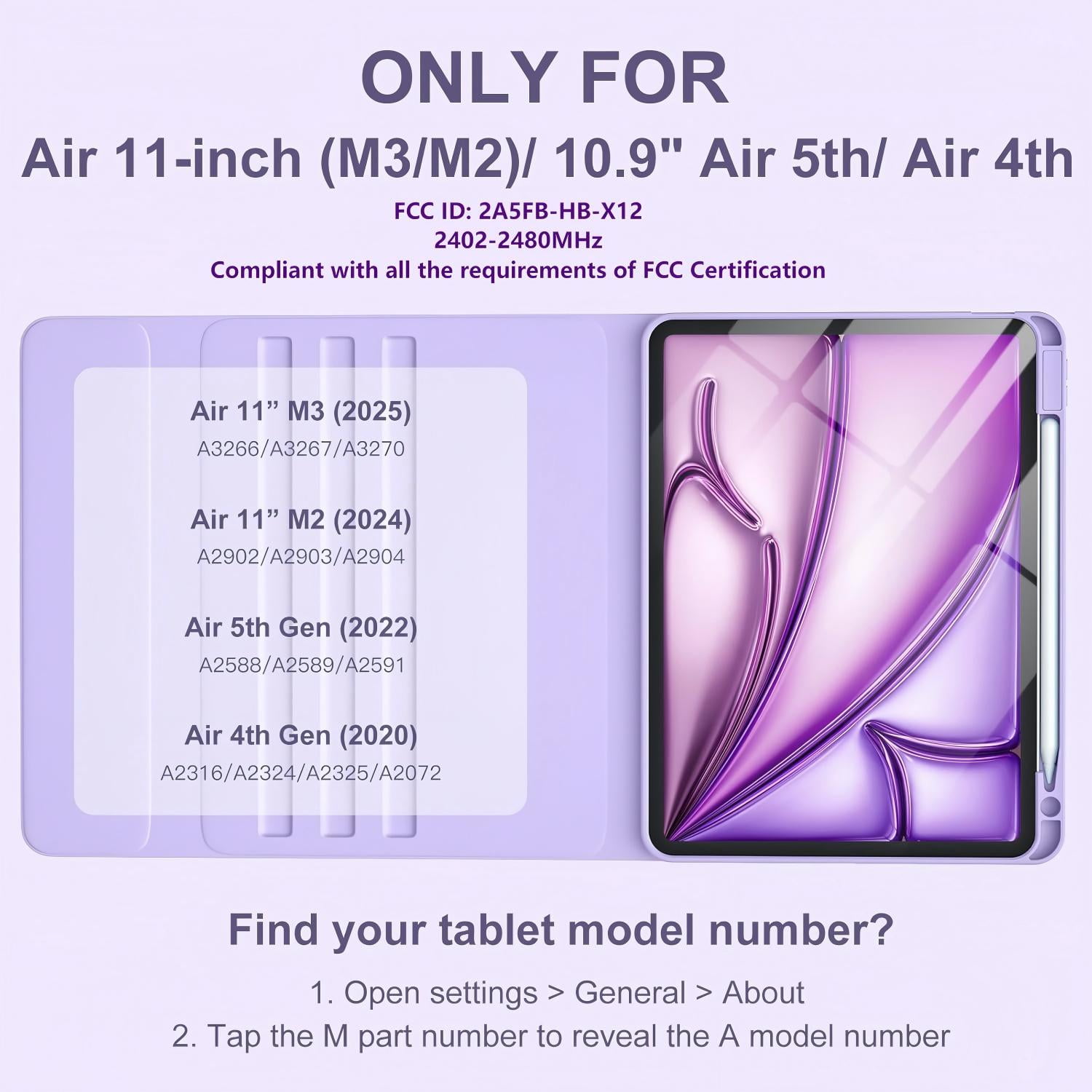 GEAK Keyboard Case for iPad Air 11 inch (M4/M3/M2/5th/4th Gen) Detachable Magnetic Backlit Cover (Purple, 11 in) n90ft