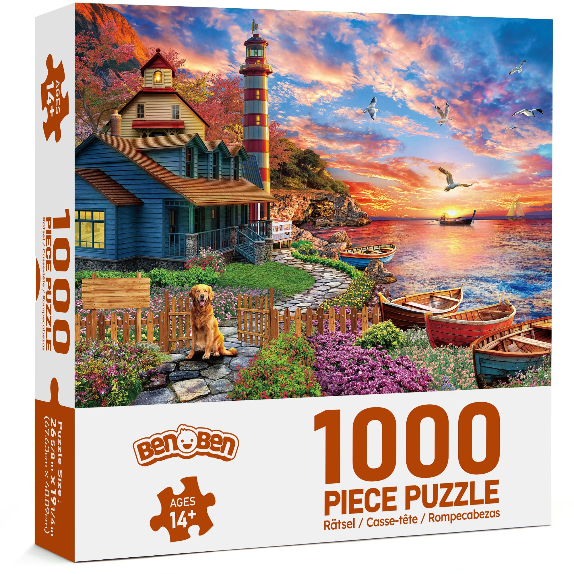 BenBen 1000 Piece Jigsaw Puzzle for Adults, Scenic Sunset Harbor Landscape (26.75 in x 19.25 in) 01bo7