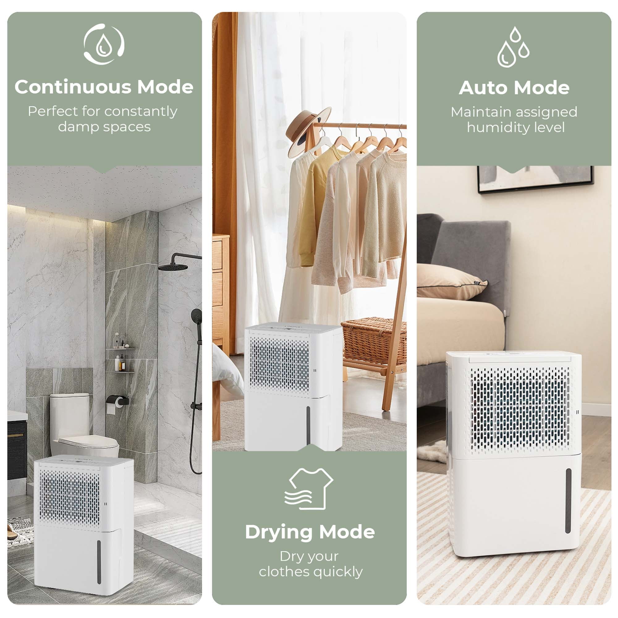 Costway 32 Pint Dehumidifier for Basements and Large Rooms (White, 2000 sq ft) fm6q9