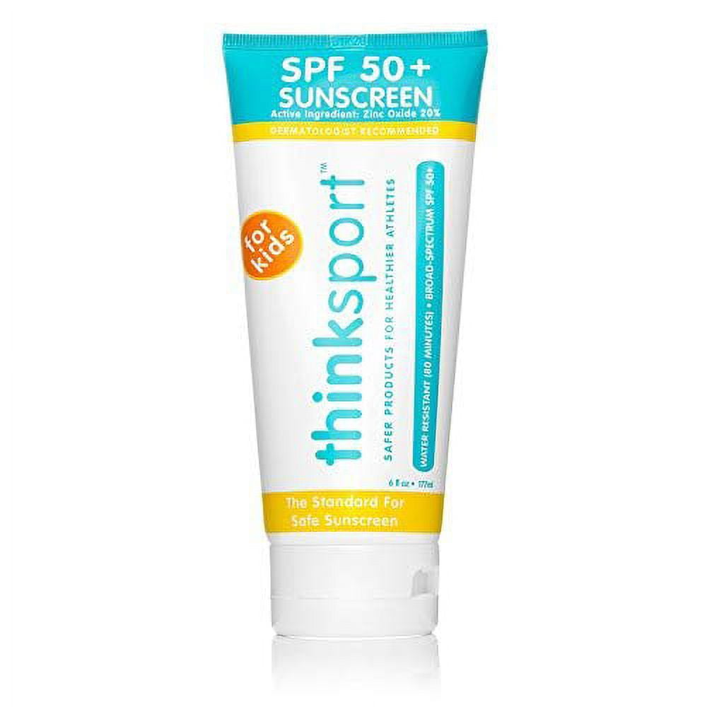 Thinksport Kids Sunscreen SPF 50 Plus Broad Spectrum Mineral Protection (White, 24 oz, 4 Pack) 3fvc5