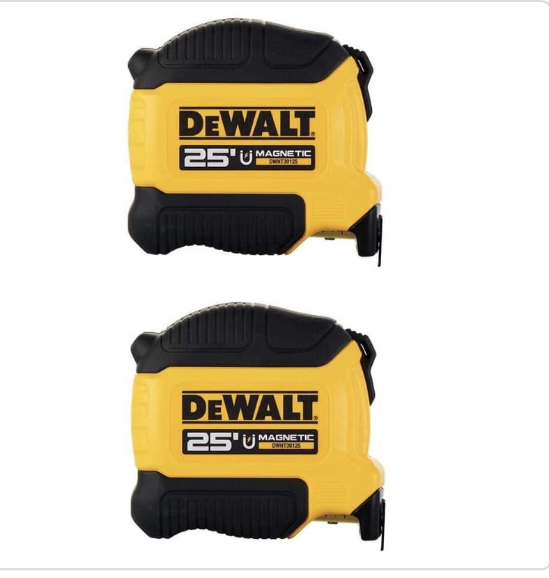 DEWALT Magnetic Tape Measure, Heavy-Duty Professional Measuring Tool (25 ft, 2-Pack) l69o1