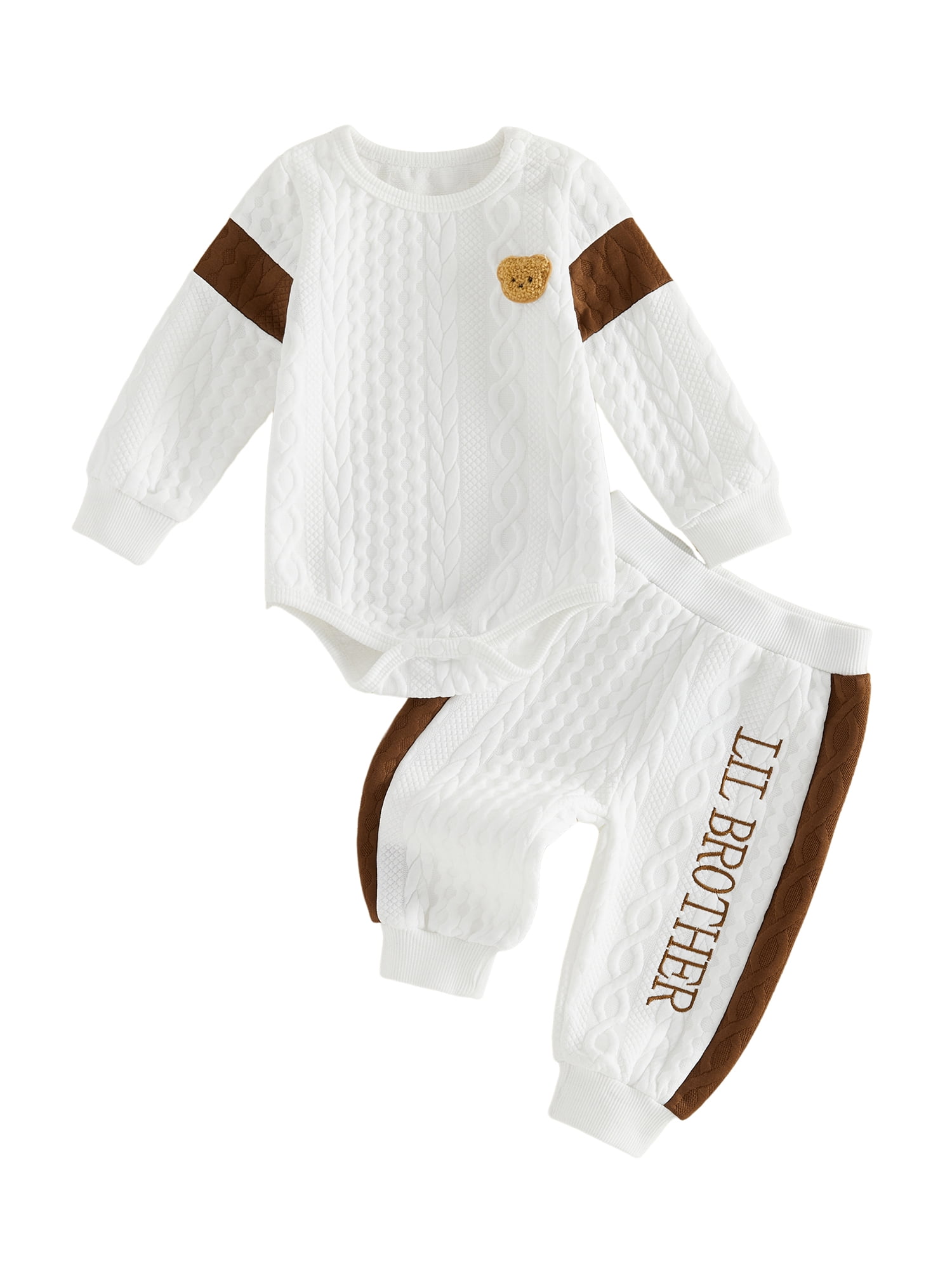 BemeyourBBs Baby Boy Long Sleeve Romper and Striped Pants Set (White, 0-3 Months) n23u1