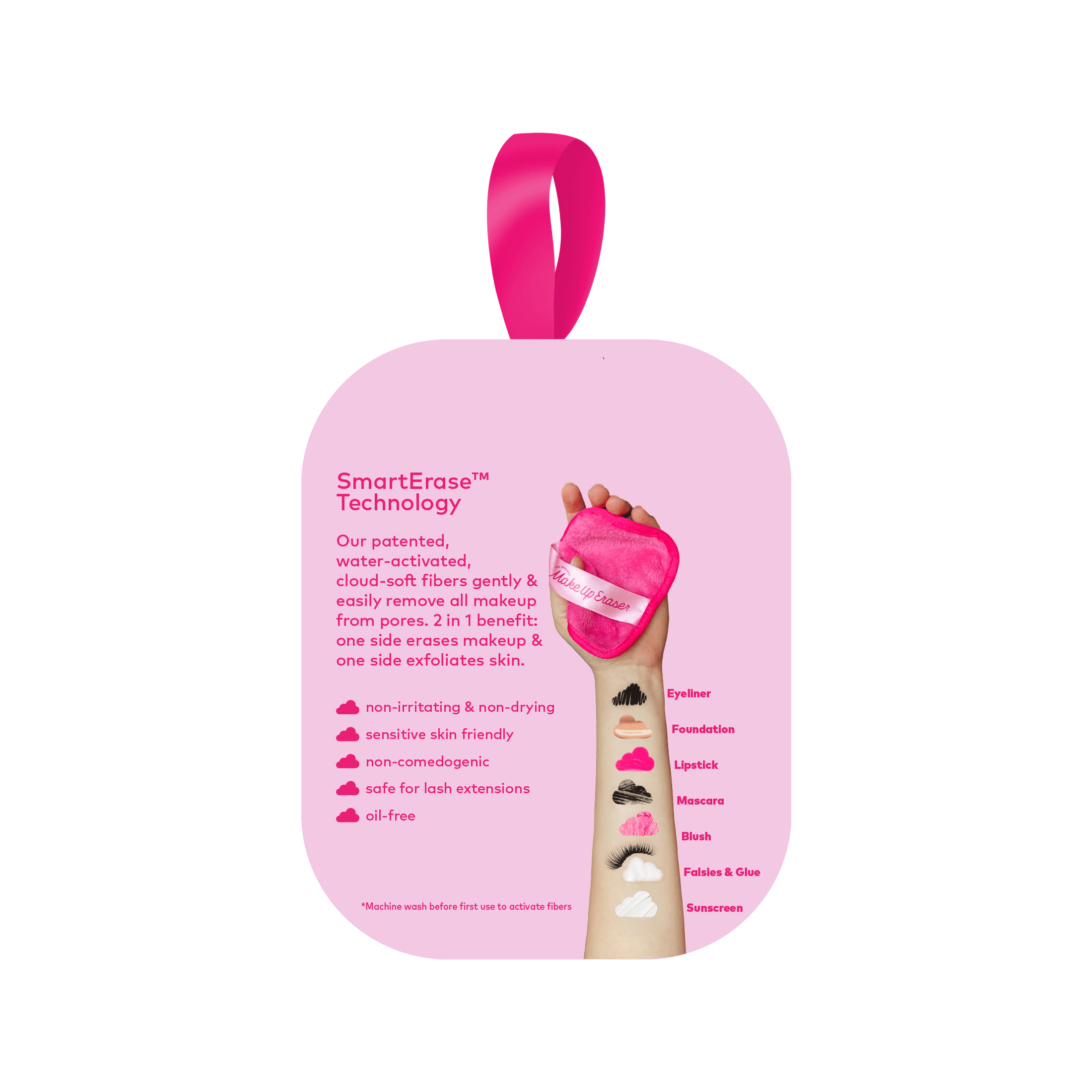 The Original MakeUp Eraser Reusable Makeup Remover Cloth Set (Pink, 3-Day Set) ncbf2