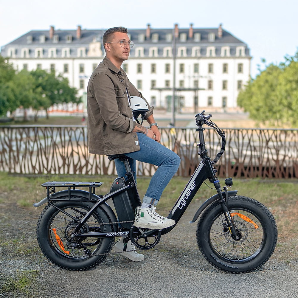 Cyrusher Rumble Electric Bike 500W Motor 48V 18Ah Step-Through E-Bike (White, 20 in) 6ucew