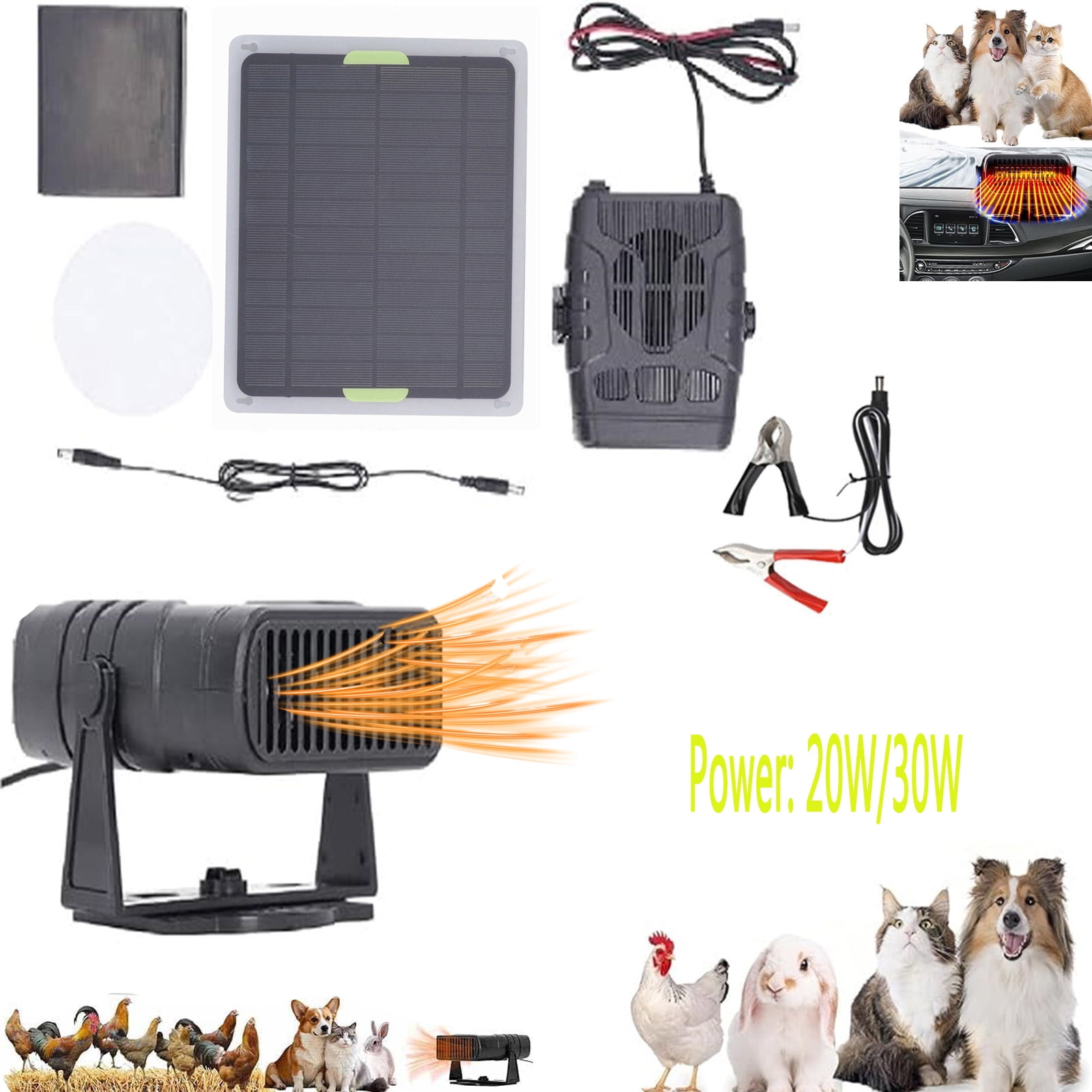 Exhoden 20W Solar Powered Chicken Coop Heater for Greenhouse and Pet House (Black, 20W) z3e9m