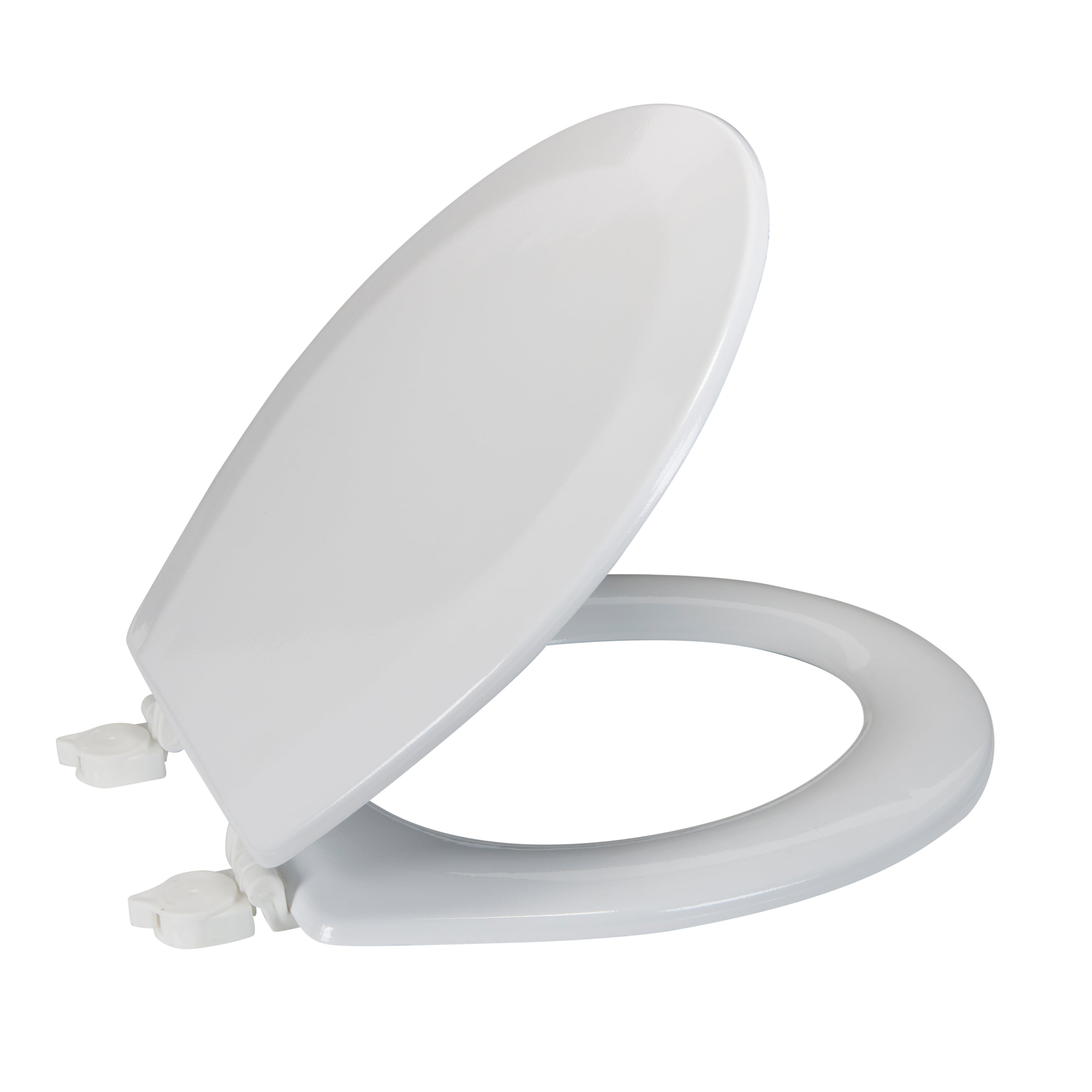 Bath Bliss Beveled Wood Round Toilet Seat (White, 16.5 in) qp0t7