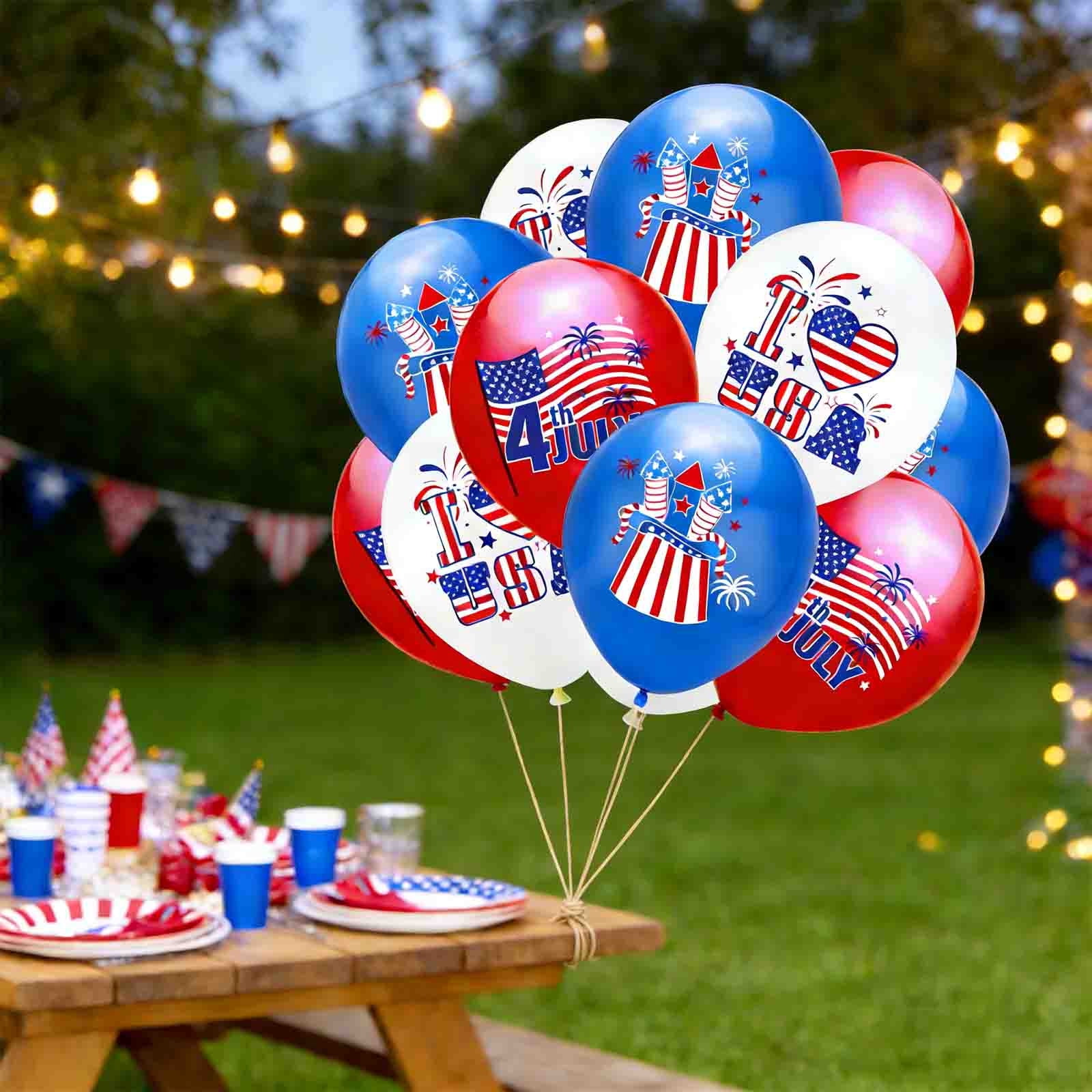 Edhome 4th of July Patriotic Balloon Set, Red White and Blue Independence Day Party Decorations (12 in, 50 Pack) h062a