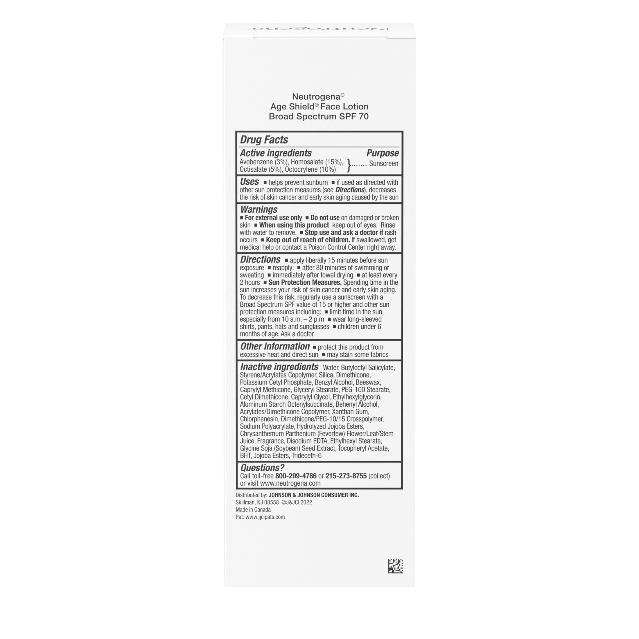 Neutrogena Age Shield Face Sunscreen, Broad Spectrum SPF 70, Oil-Free Moisturizing Lotion (3 fl oz) 0kmtk