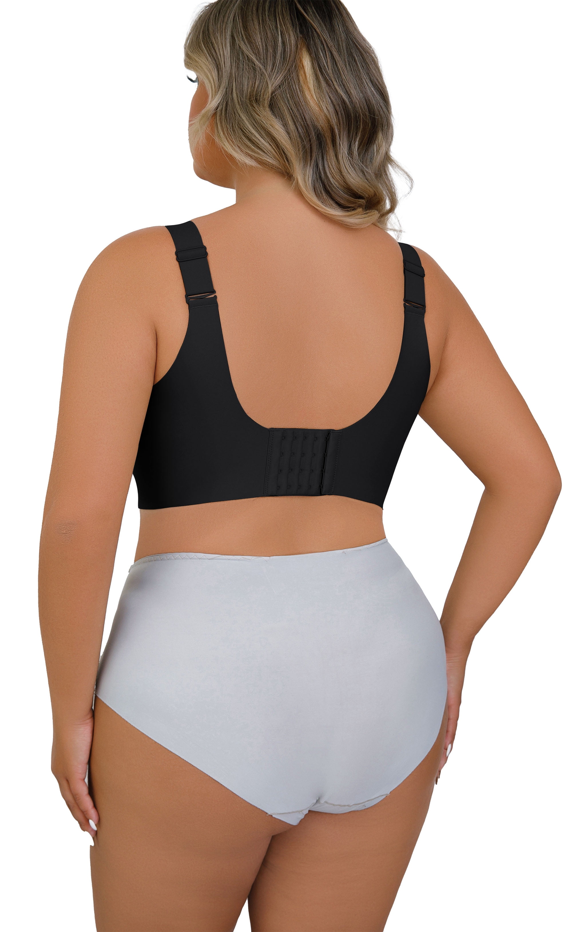 Daystry Women's Full Coverage Wirefree Everyday Bra (Black, Plus Size) pzj9l