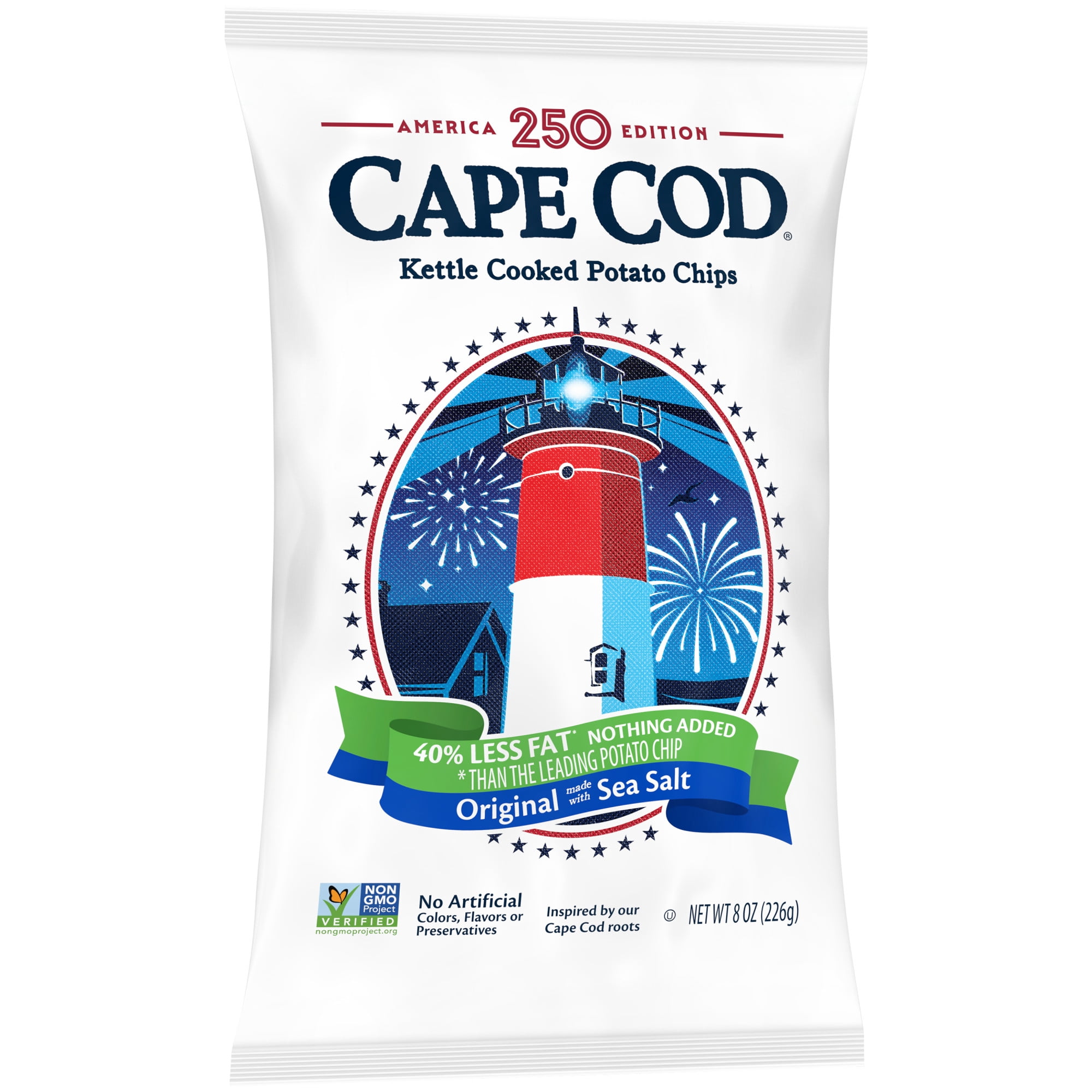 Cape Cod Less Fat Original Potato Chips, Kettle Cooked Crunchy Snack (8 oz) 2jb7r