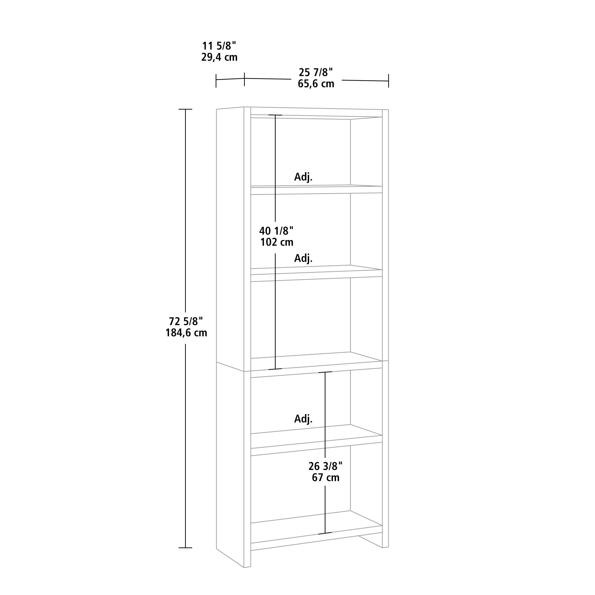 Mainstays Westley 5-Shelf Bookcase, Durable Storage Organizer (Walnut, 72.68 in H x 25.83 in W x 11.58 in D) 4uru3