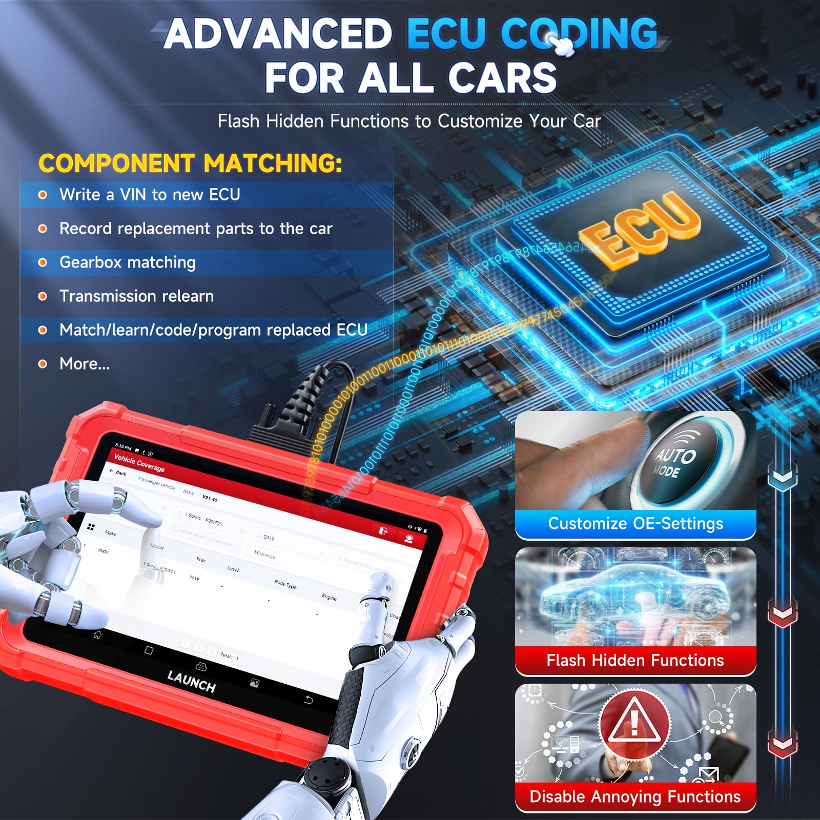 LAUNCH X-431 Pro Star Bidirectional OBD2 Diagnostic Scanner (Red, 8-inch Tablet) fjp4v