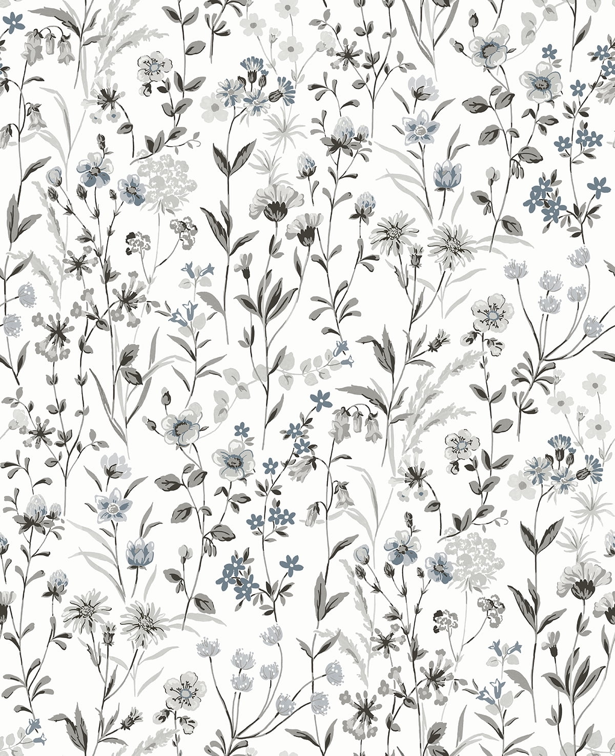 NextWall Wildflowers Peel and Stick Wallpaper (Charcoal and Bluestone, 20.5 in x 18 ft) 4qayz