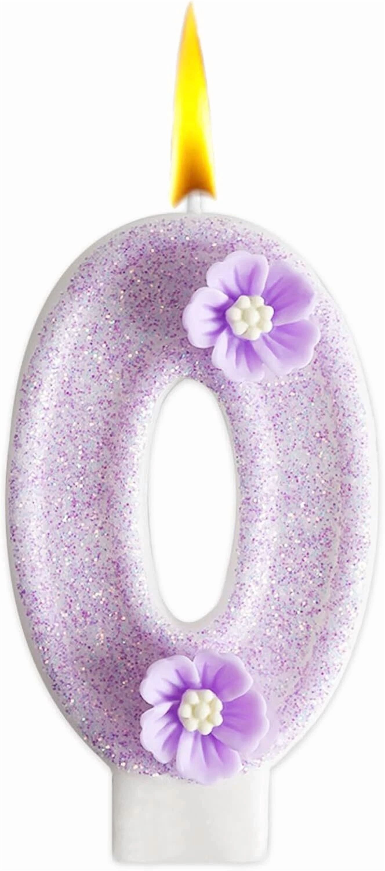 VAULT Number Birthday Cake Candle with Floral Design (Purple, 2.95 in) vc8xg