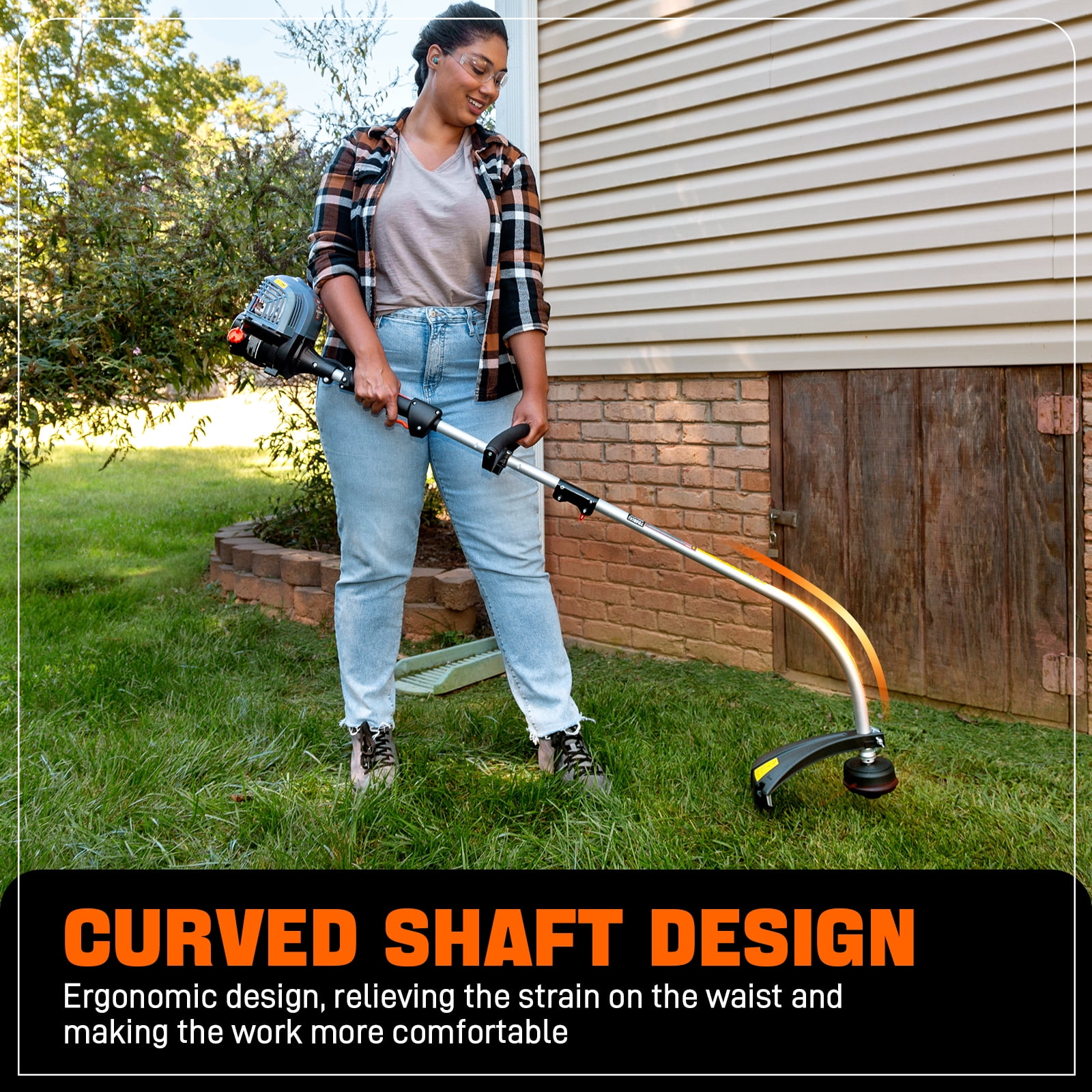 Senix 26.5cc 4-Cycle Gas String Trimmer, 17.7 in Cutting Width, Curved Shaft Weed Eater (11.3 lb) xmgv6