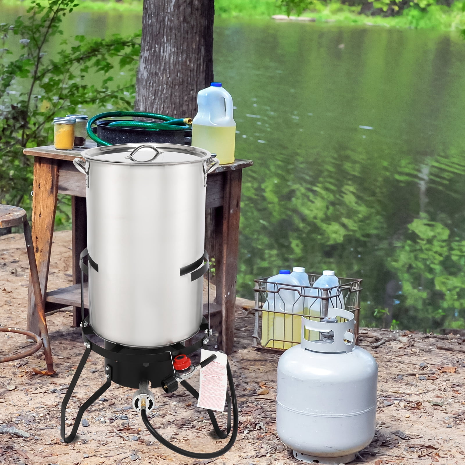 Ktaxon Propane Outdoor Fryer Stainless Steel Turkey Frying and Boiling Pot (Silver, 50 qt) crjb4