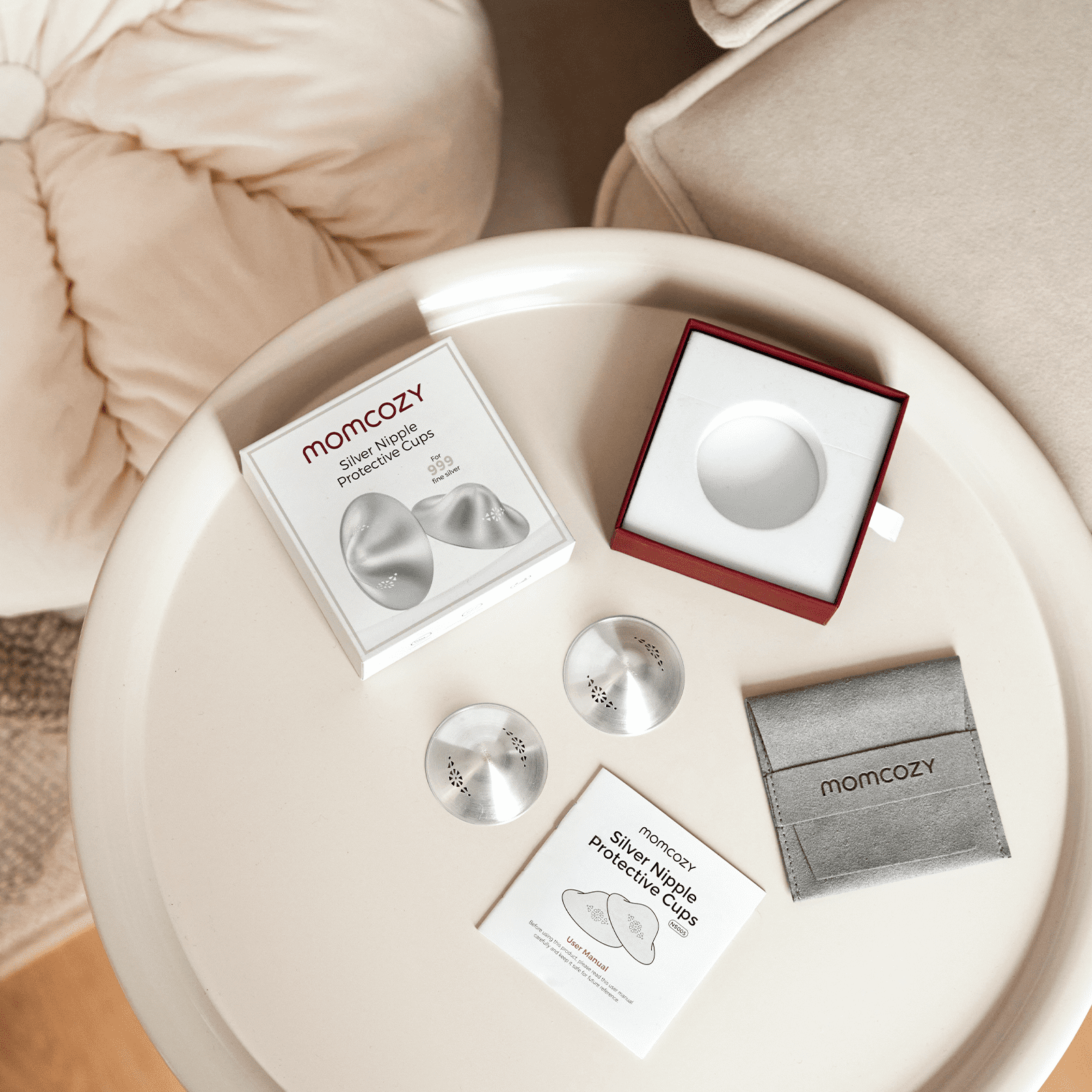 Momcozy 999 Pure Silver Nursing Cups for Breastfeeding Relief (Silver, Regular) iy40h